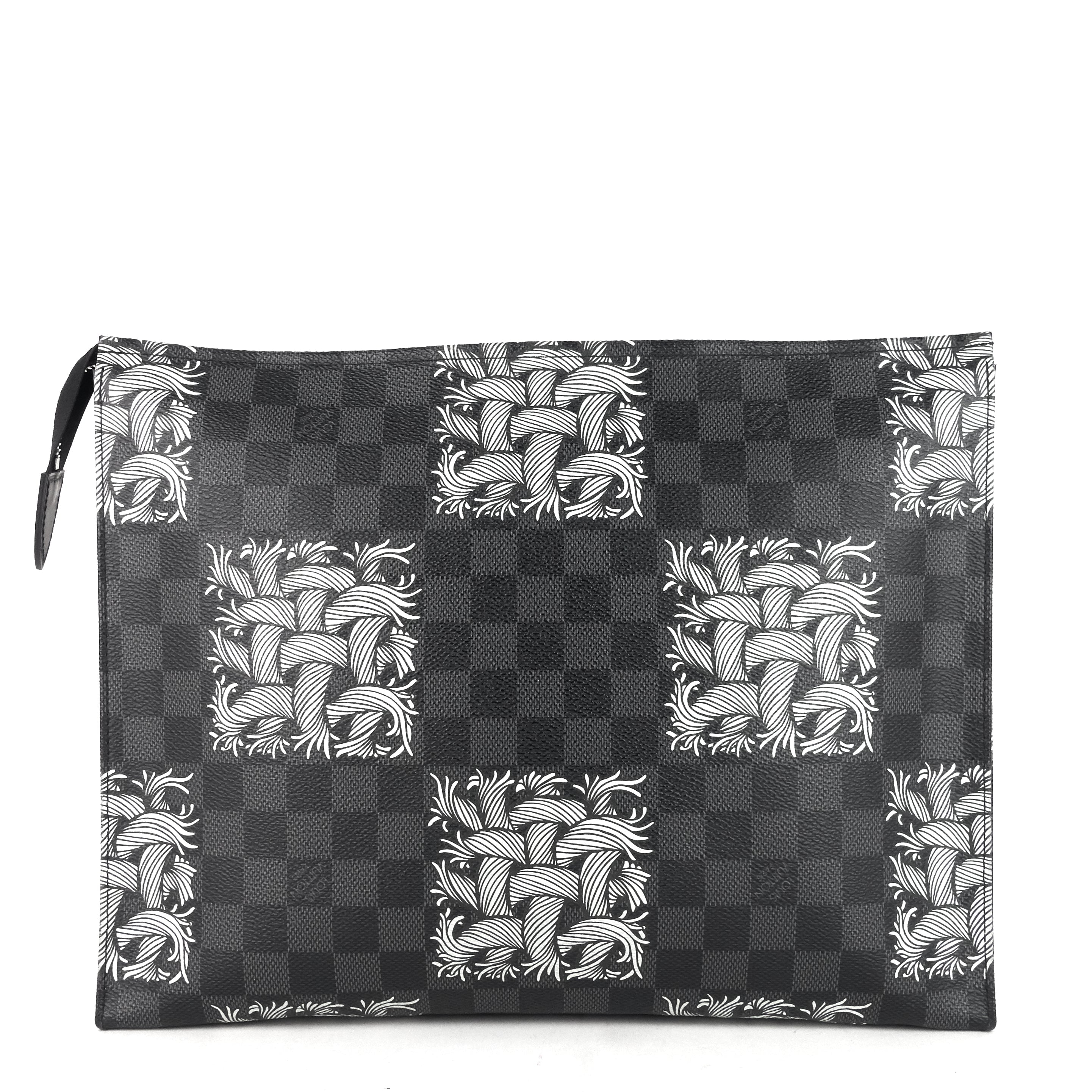 Louis Vuitto Pochette Voyage Rope Damier Graphite Canvas Clutch Bag