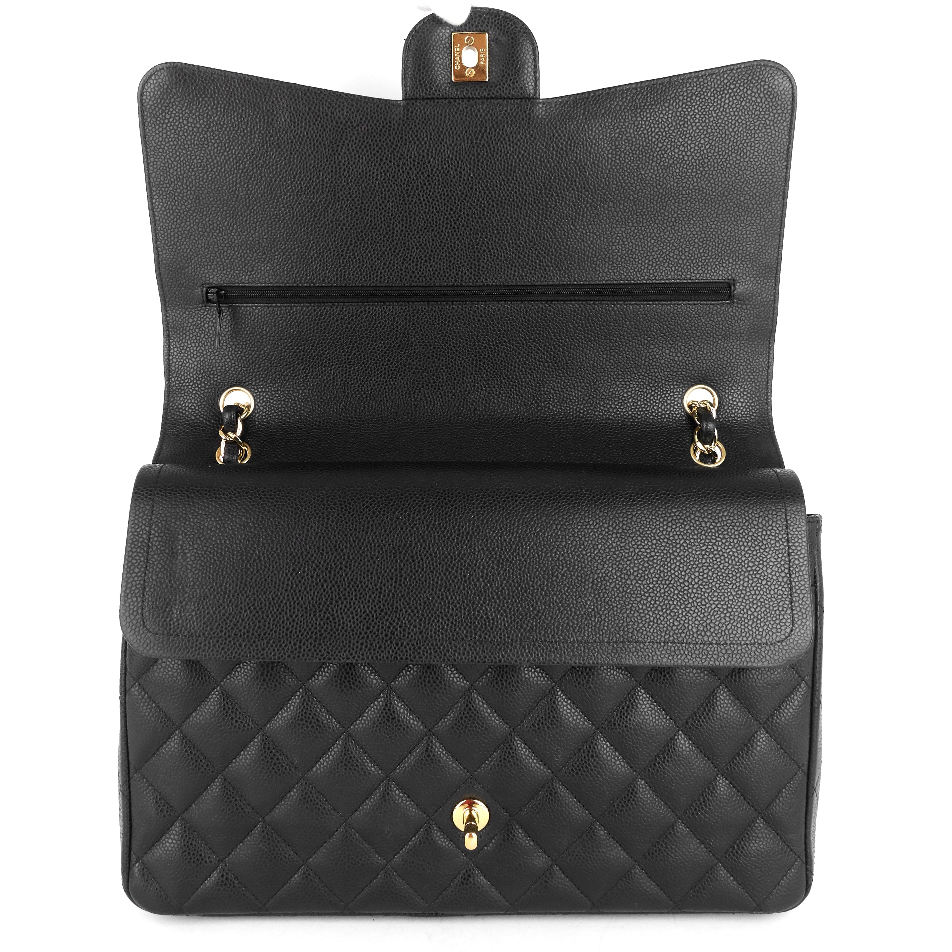 Chanel Double Flap Quilted Caviar Leather Bag