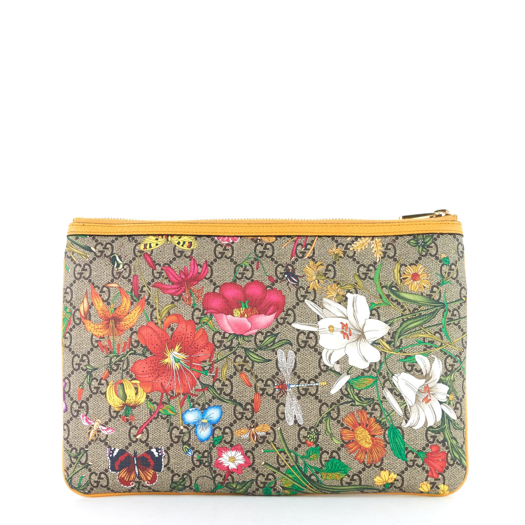 Gucci Ophidia Floral GG Supreme Large Clutch Bag