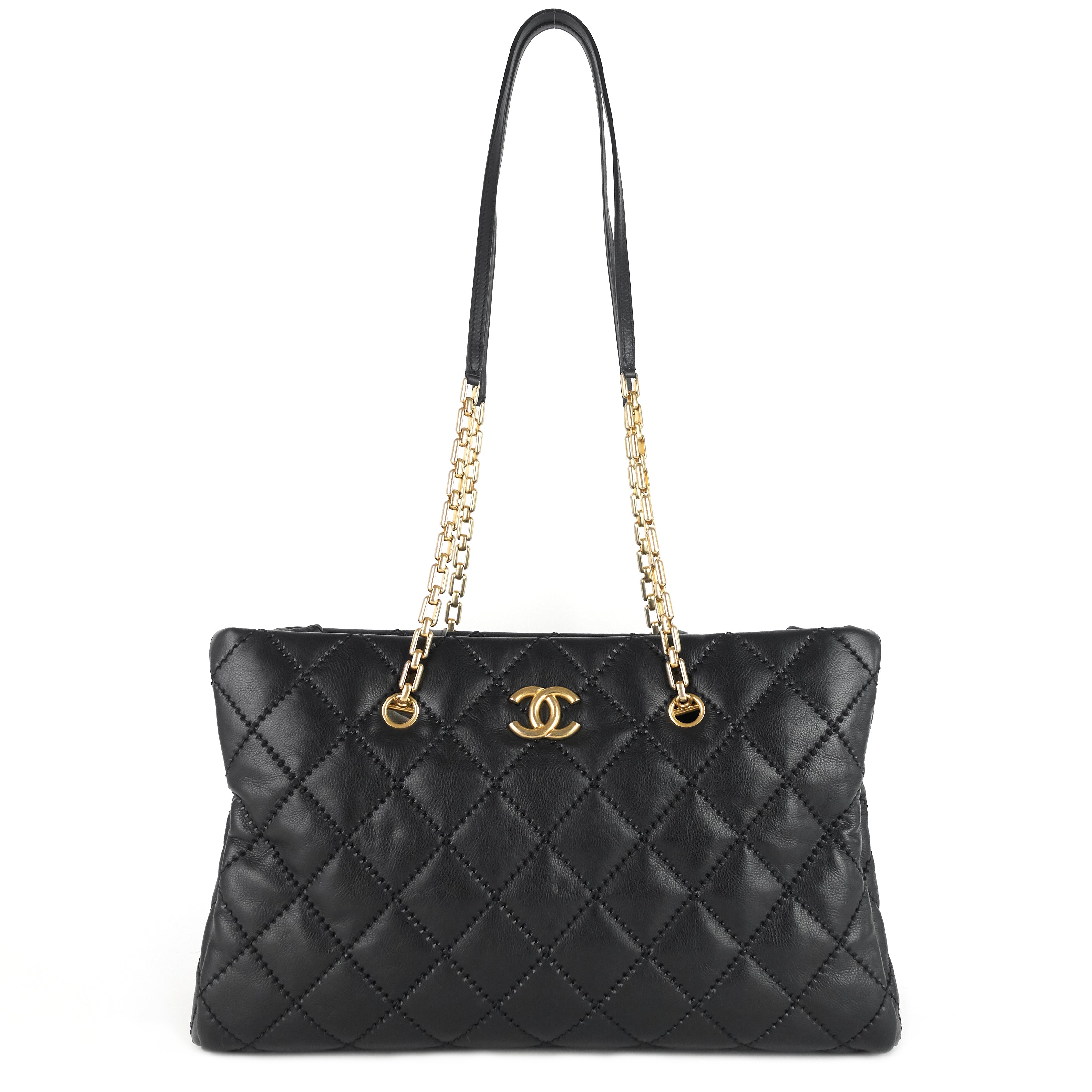 Chanel Retro Chain Large Calfskin Leather Shopping Tote Bag