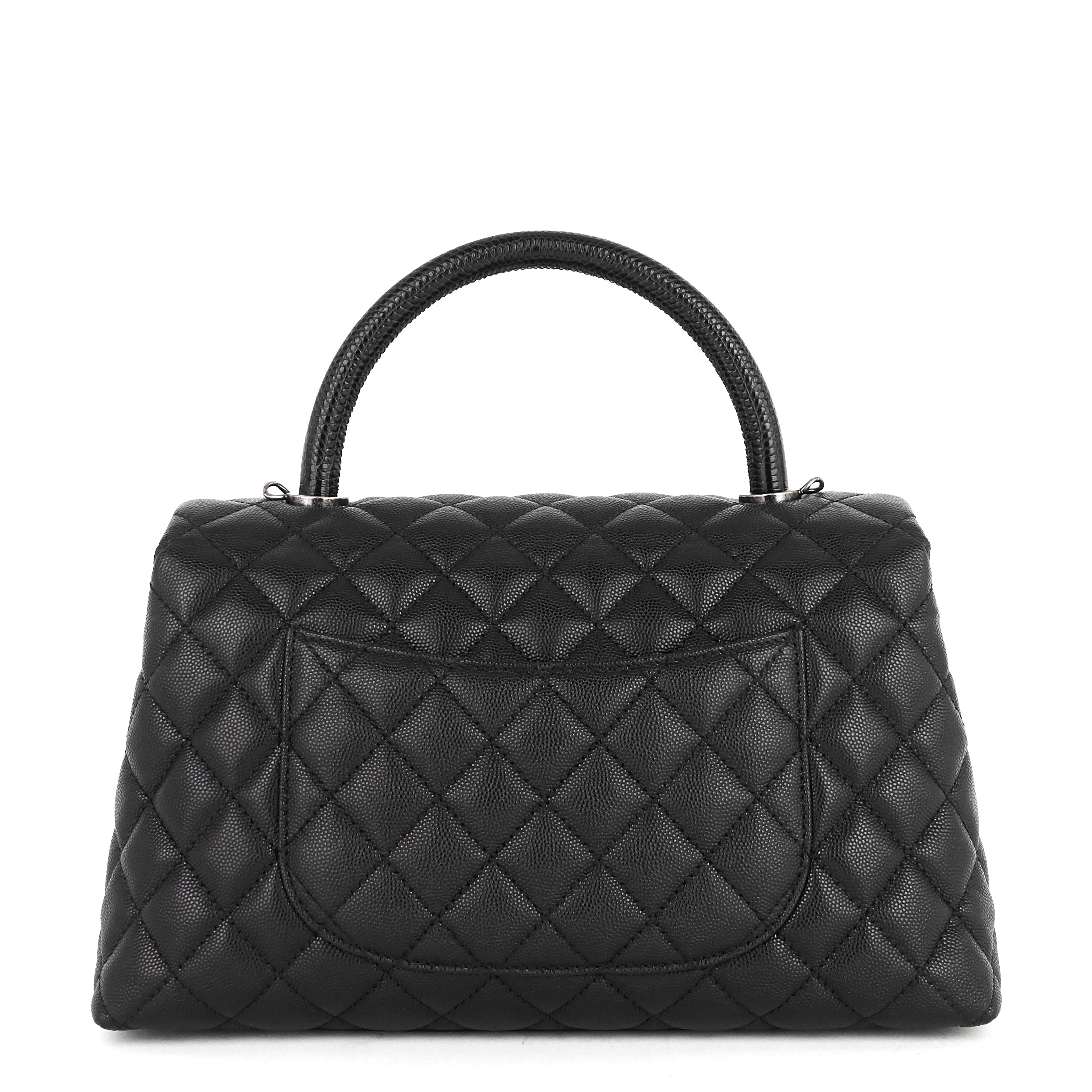 Chanel CC Coco Small Caviar and Lizard-Embossed Calfskin Top Handle Bag