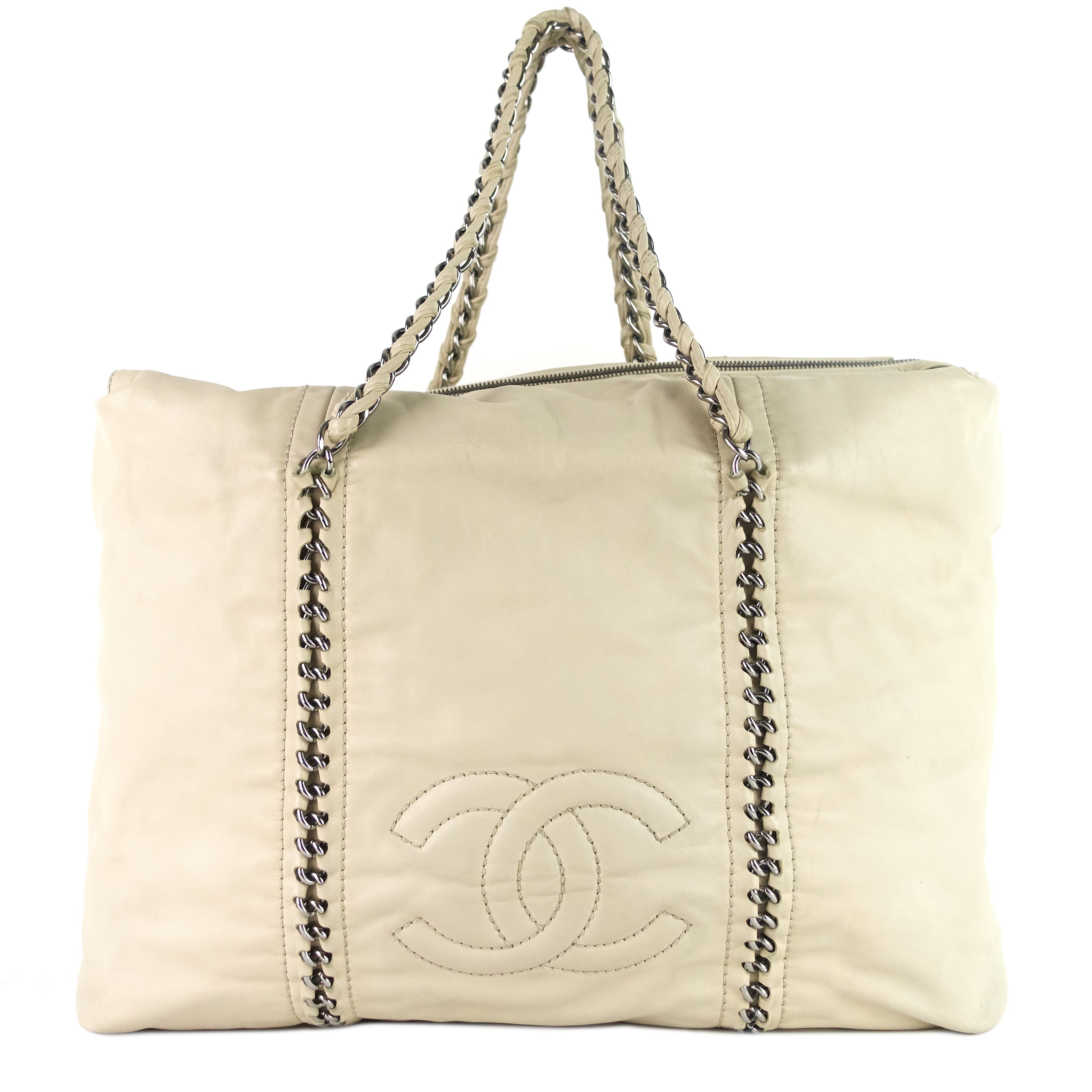Chanel Modern Chain Zip Leather Tote Bag