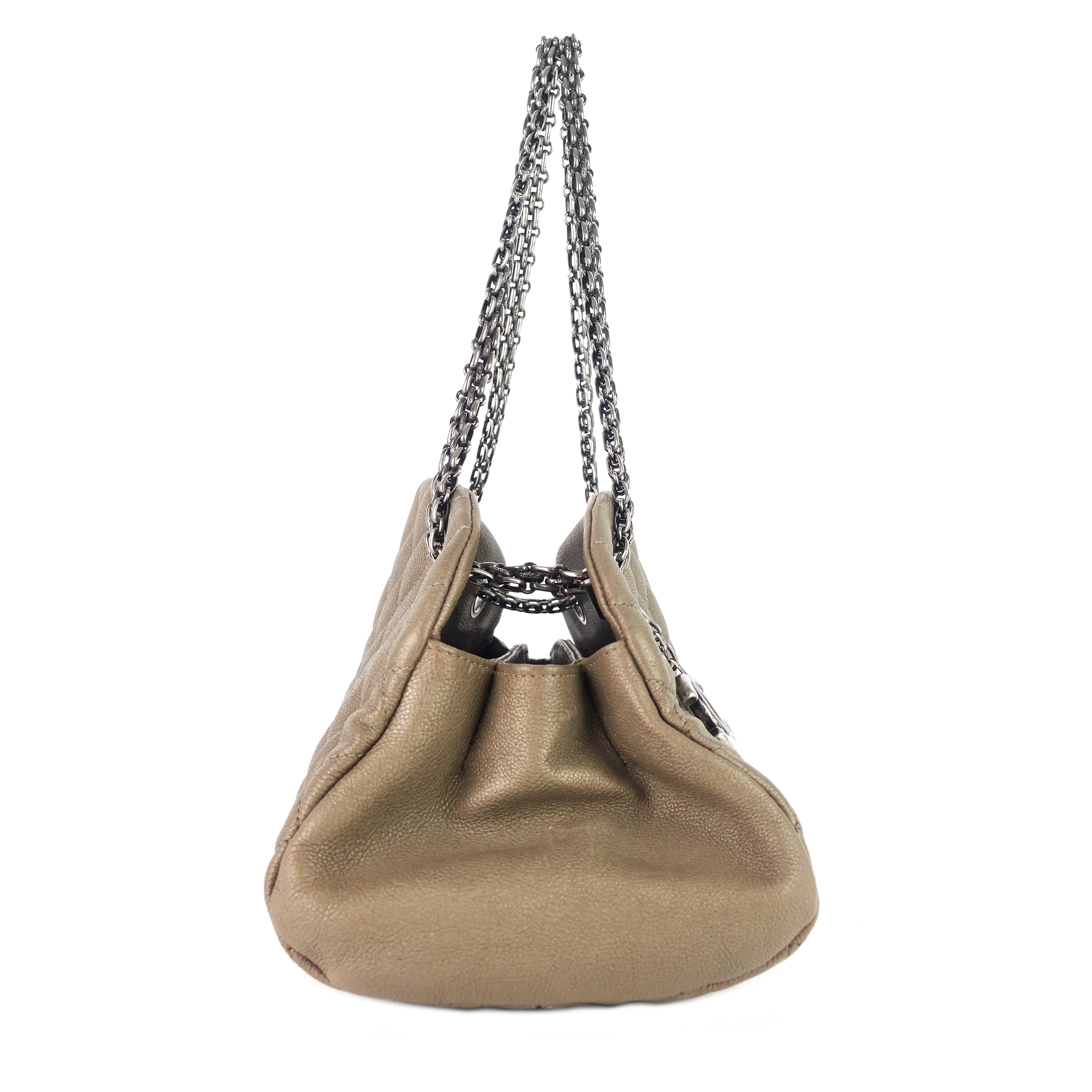 Chanel Just Mademoiselle Medium Caviar Leather Bowler Bag