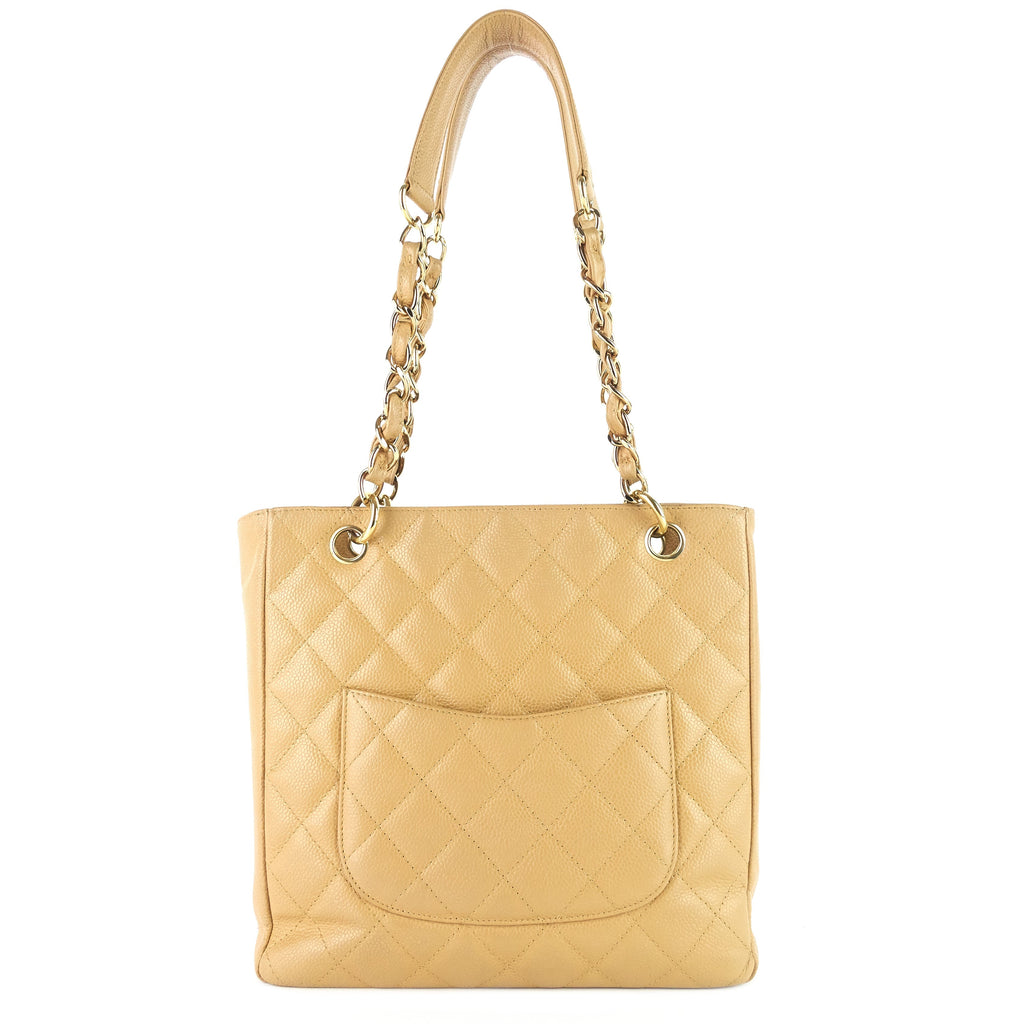 Chanel Petite Shopping Tote Quilted Caviar Leather Bag