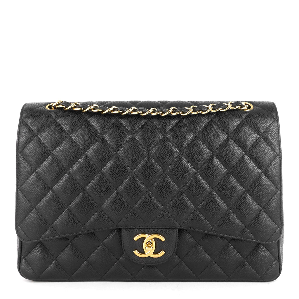 Chanel Double Flap Quilted Caviar Leather Bag
