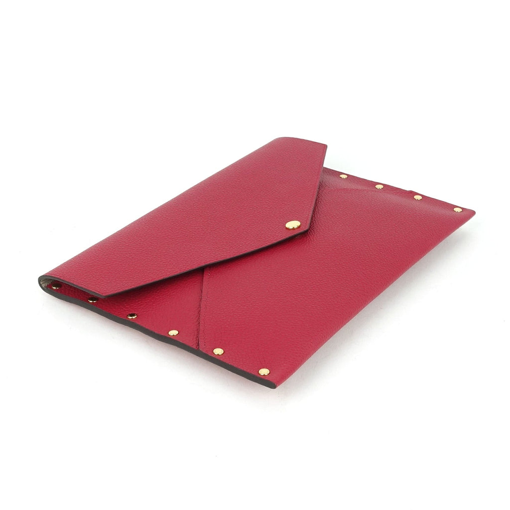 Louis Vuitto Enveloppe MM Rivets Grained Leather Clutch Bag