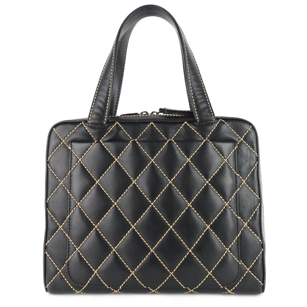Chanel Surpique Top Handles Calfskin Leather Bowler Bag