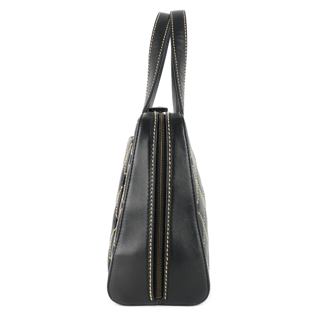 Chanel Surpique Top Handles Calfskin Leather Bowler Bag