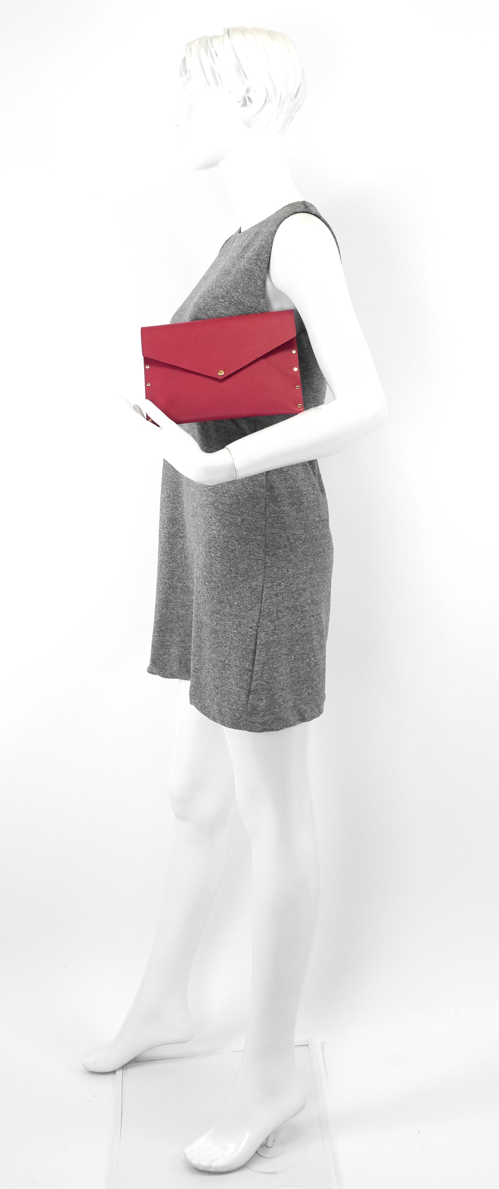 Louis Vuitto Enveloppe MM Rivets Grained Leather Clutch Bag