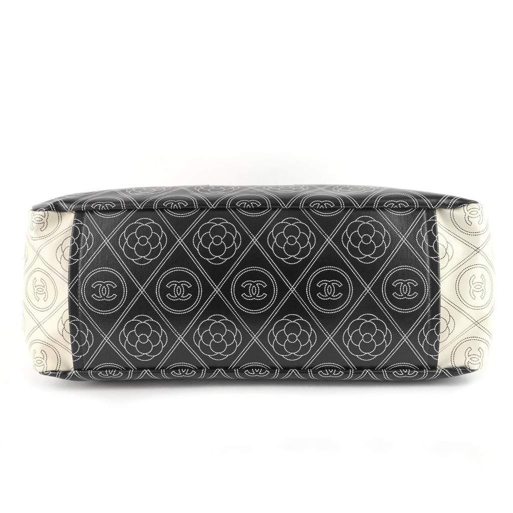 Chanel Coated Canvas Camellia Large Shopping Tote Bag