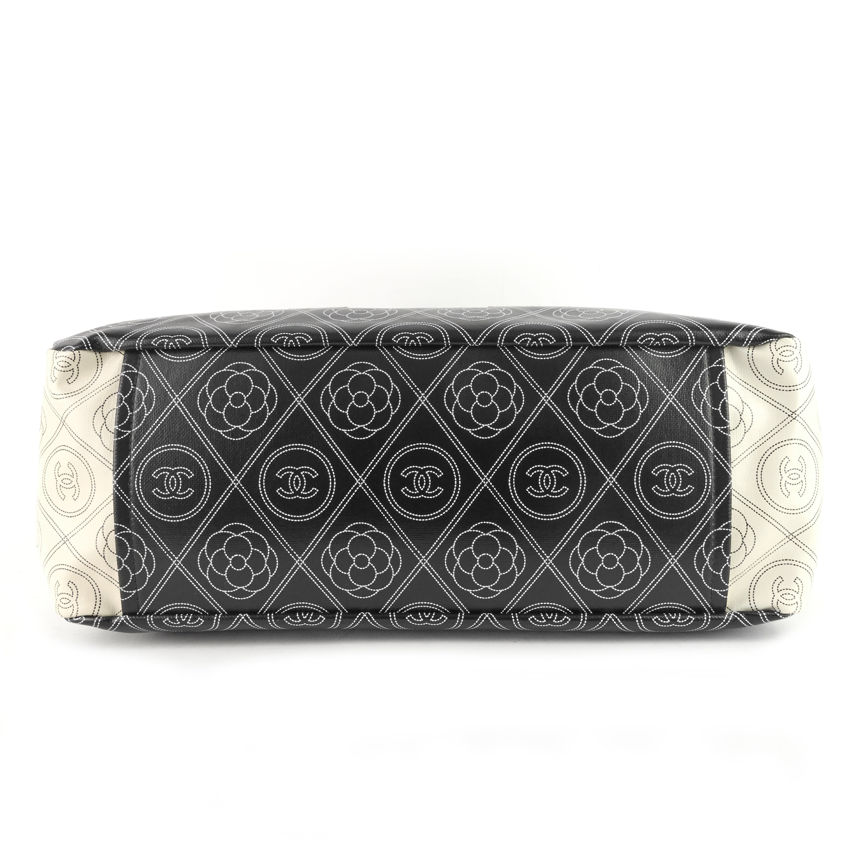 Chanel Coated Canvas Camellia Large Shopping Tote Bag