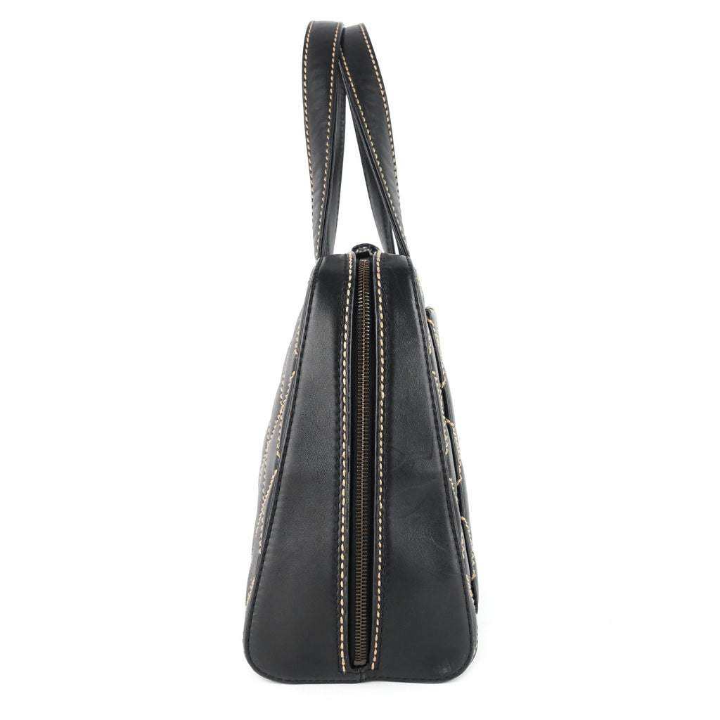 Chanel Surpique Top Handles Calfskin Leather Bowler Bag