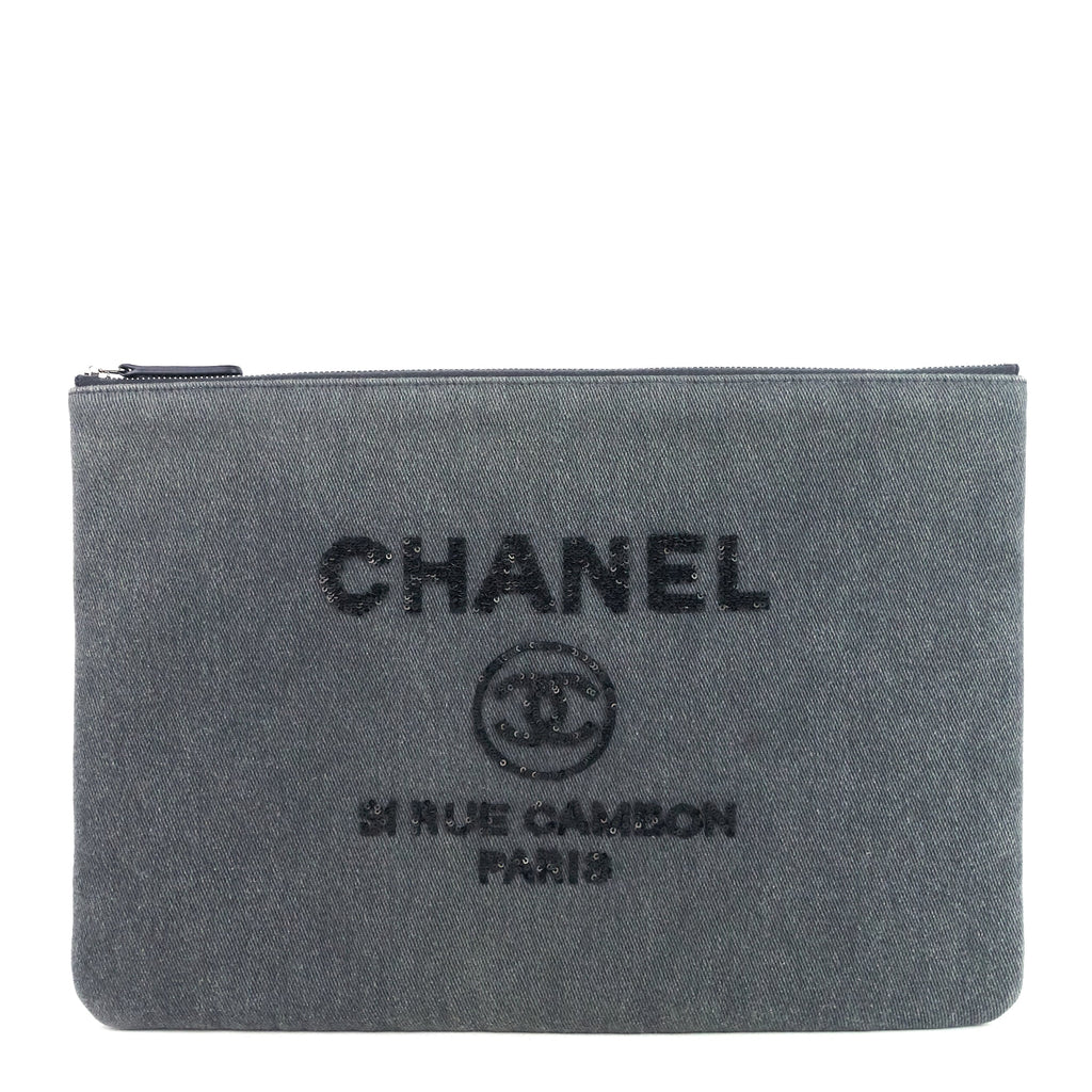 Chanel Deauville Denim O Case Sequin Clutch Bag