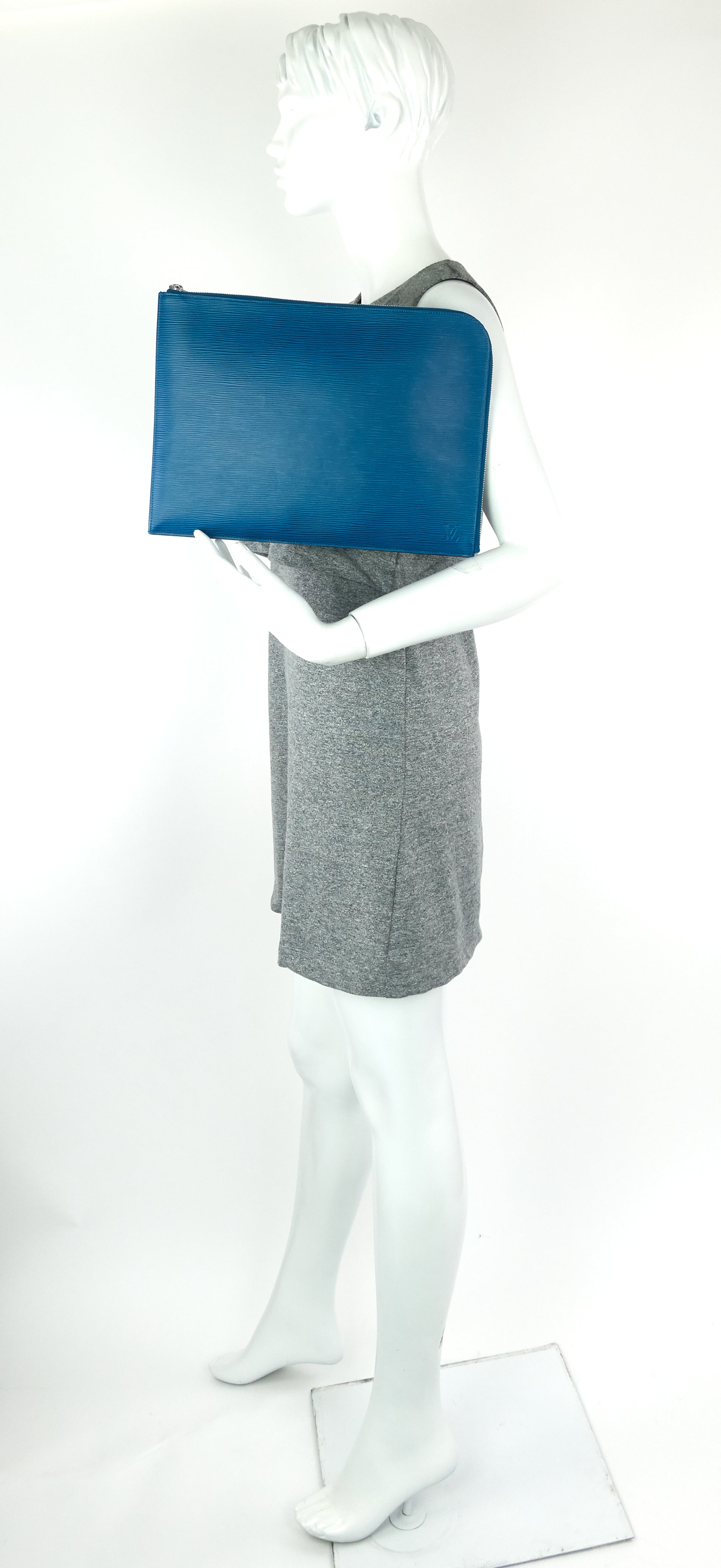 Louis Vuitto Pochette Jour PM Blue Epi Leather Clutch Bag