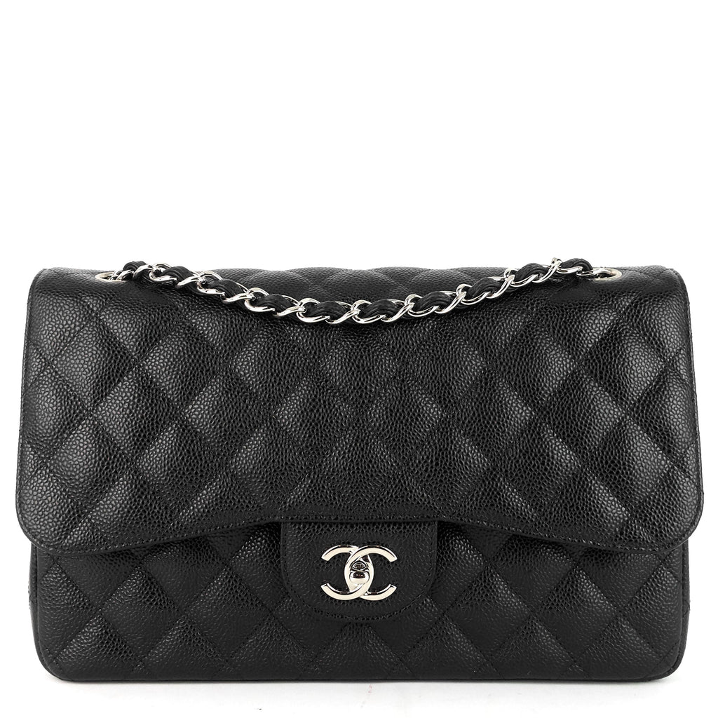 Chanel Double Flap Quilted Caviar Leather Bag