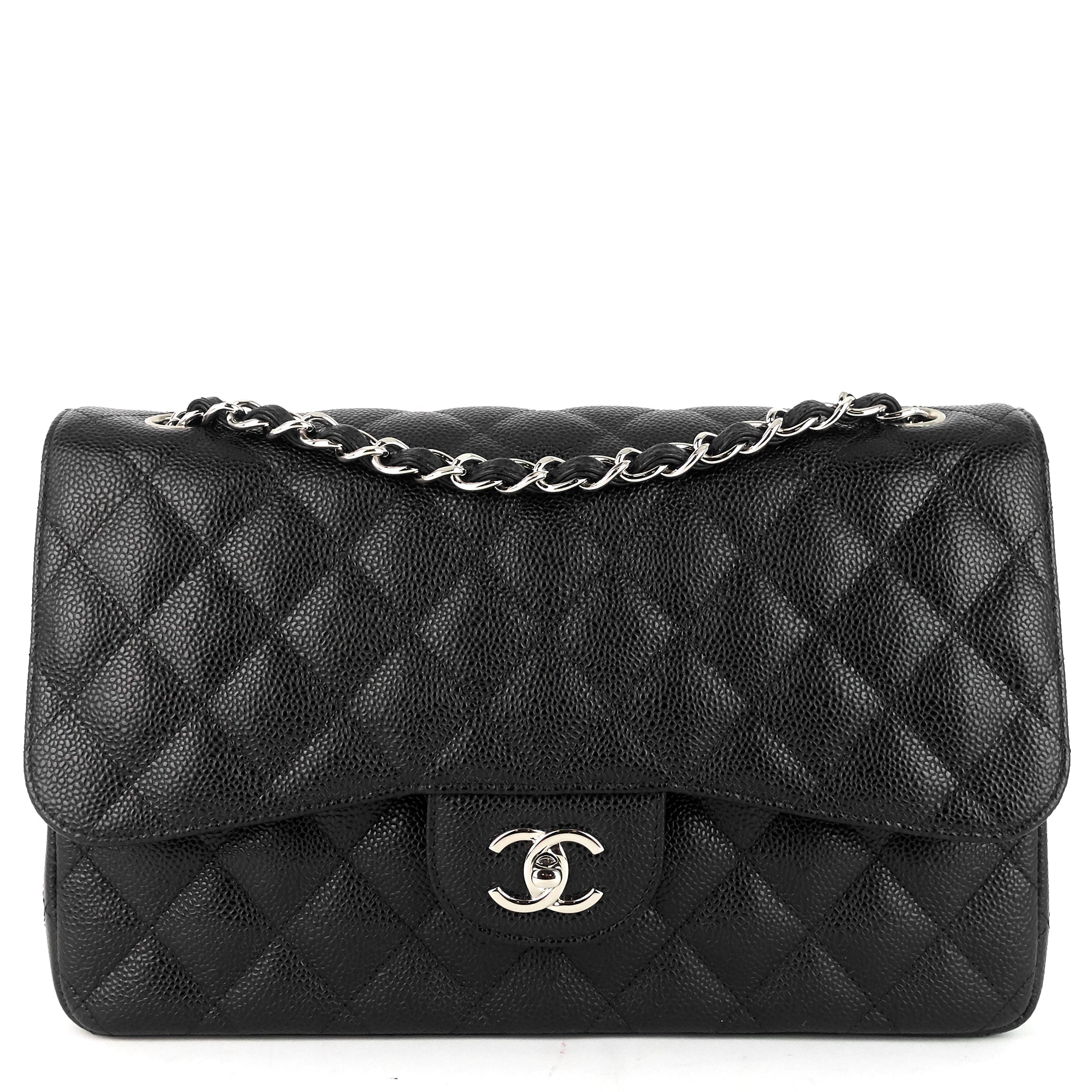 Chanel Double Flap Quilted Caviar Leather Bag
