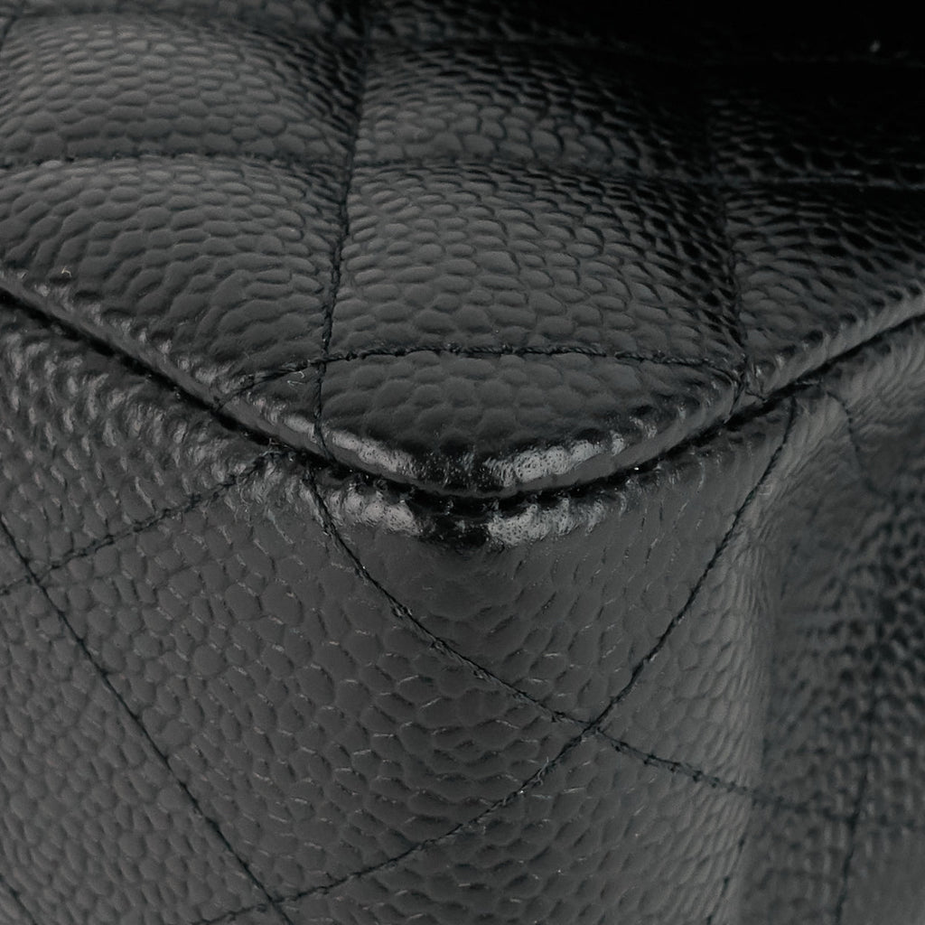 Chanel Double Flap Quilted Caviar Leather Bag