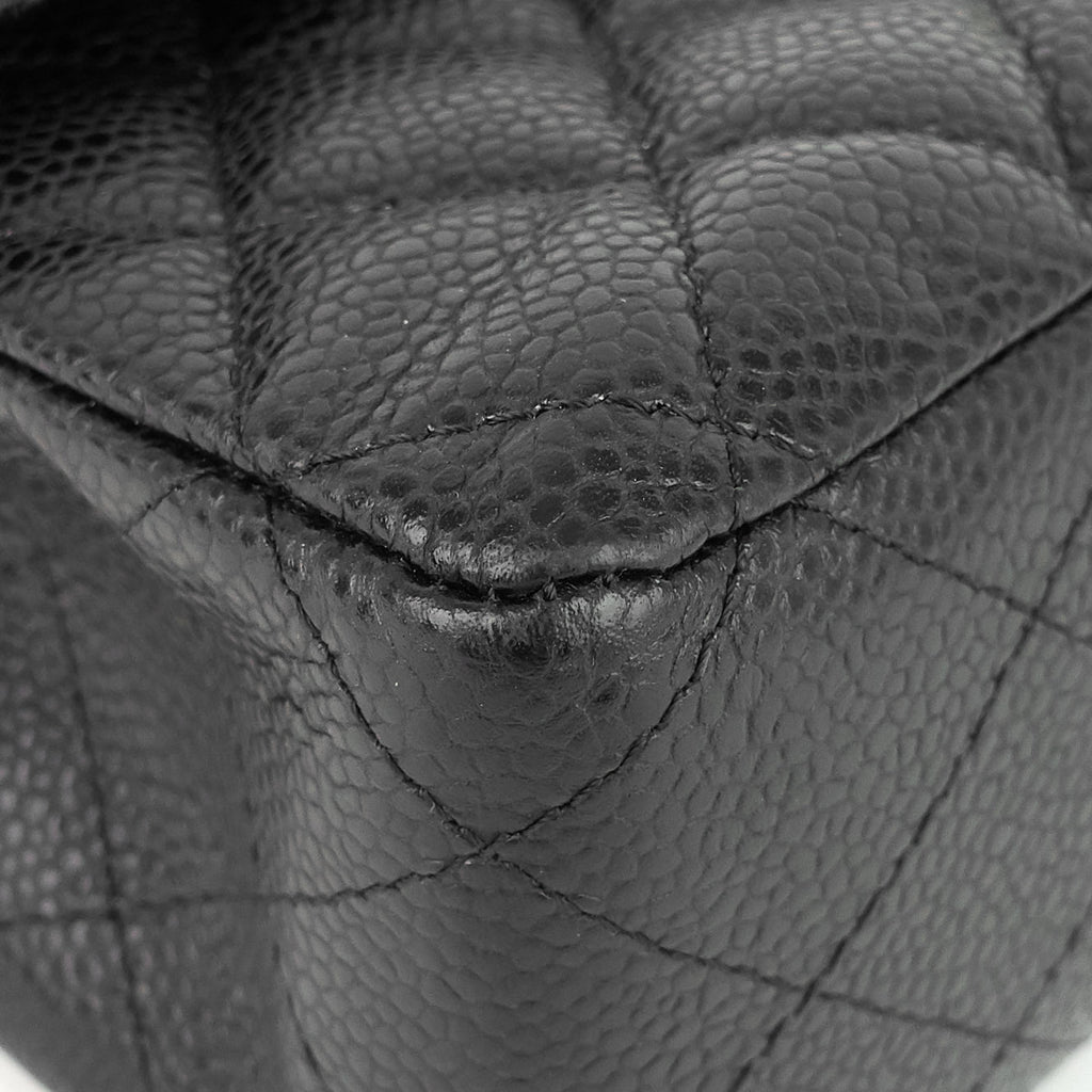 Chanel Double Flap Quilted Caviar Leather Bag