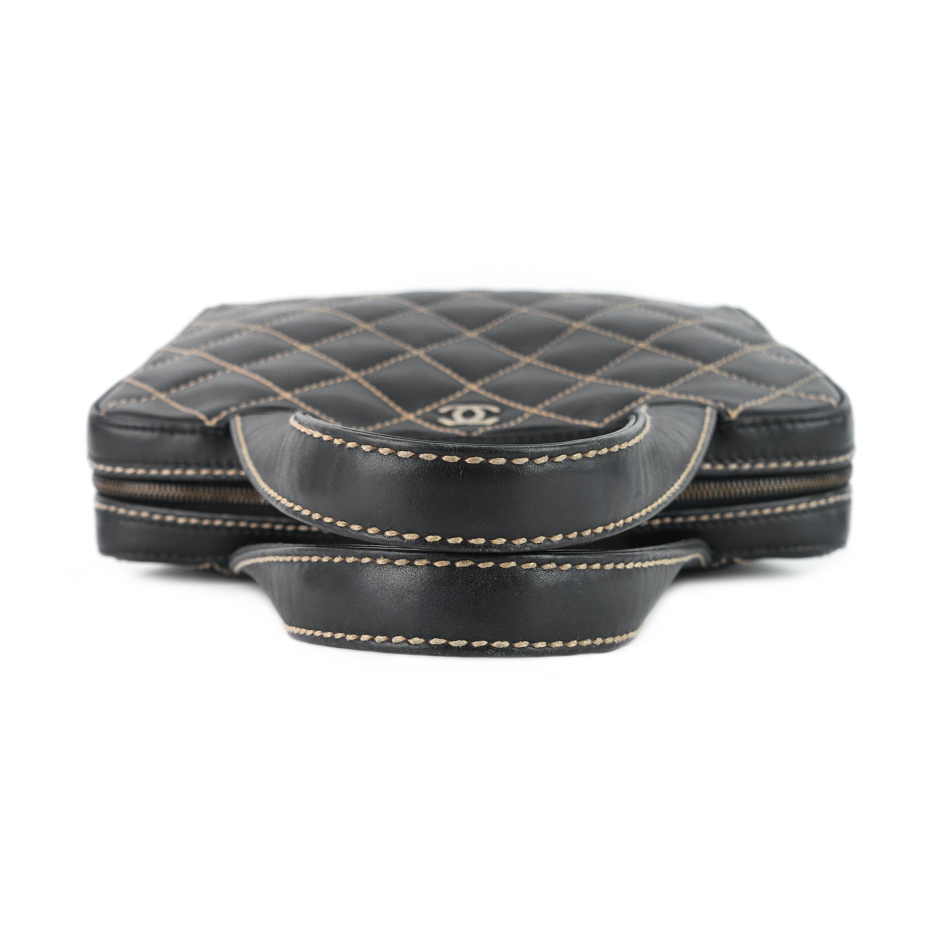 Chanel Surpique Top Handles Calfskin Leather Bowler Bag