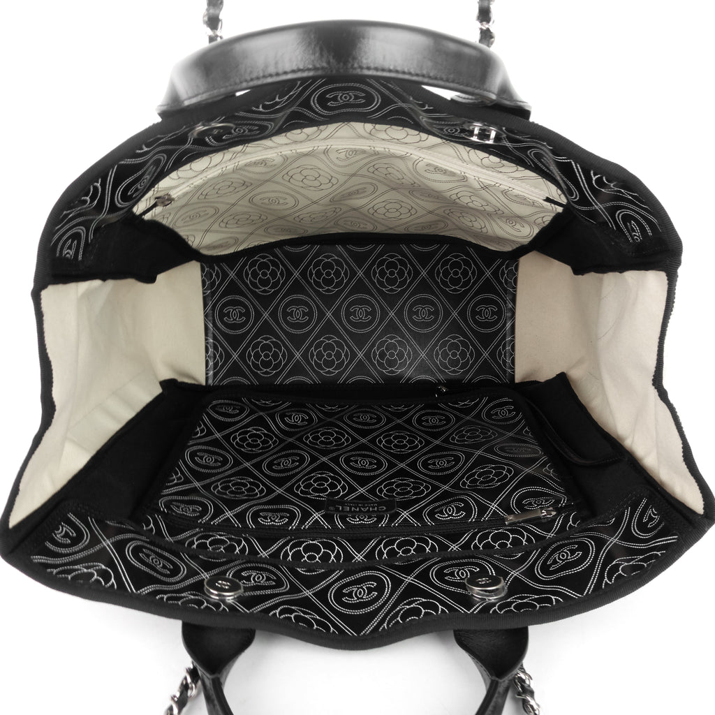 Chanel Coated Canvas Camellia Large Shopping Tote Bag