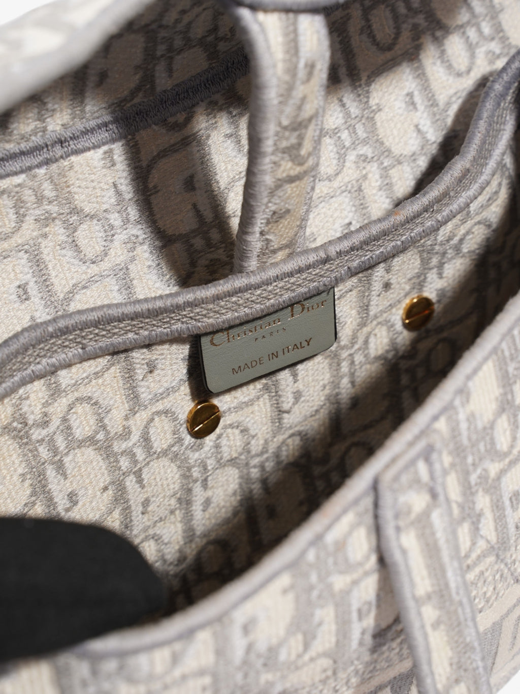 Christian Dior Saddle Bag with Strap Grey Oblique Canvas