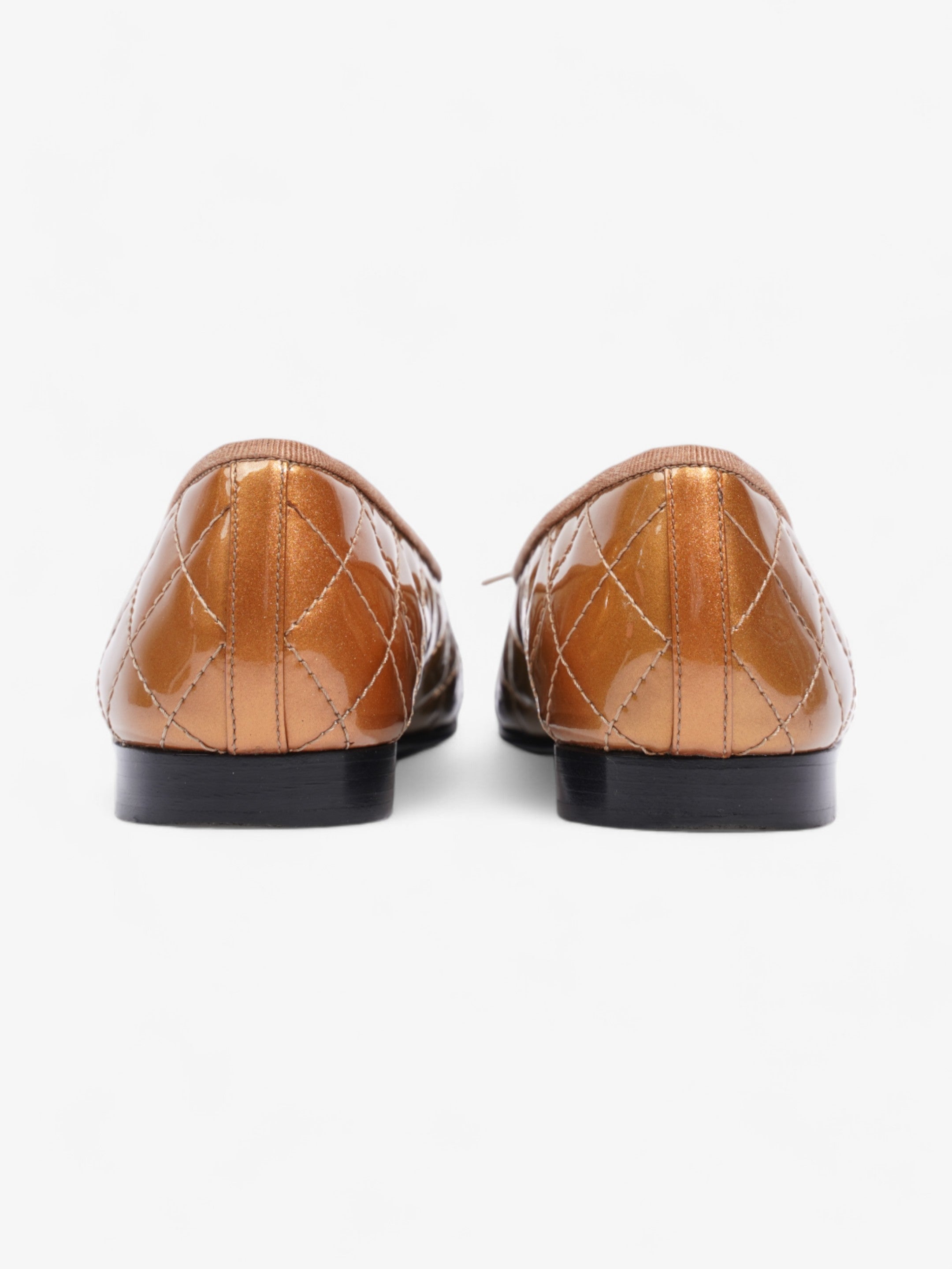 Chanel CC Logo Ballet Flats Gold Ombre Patent Leather EU 37 UK 4