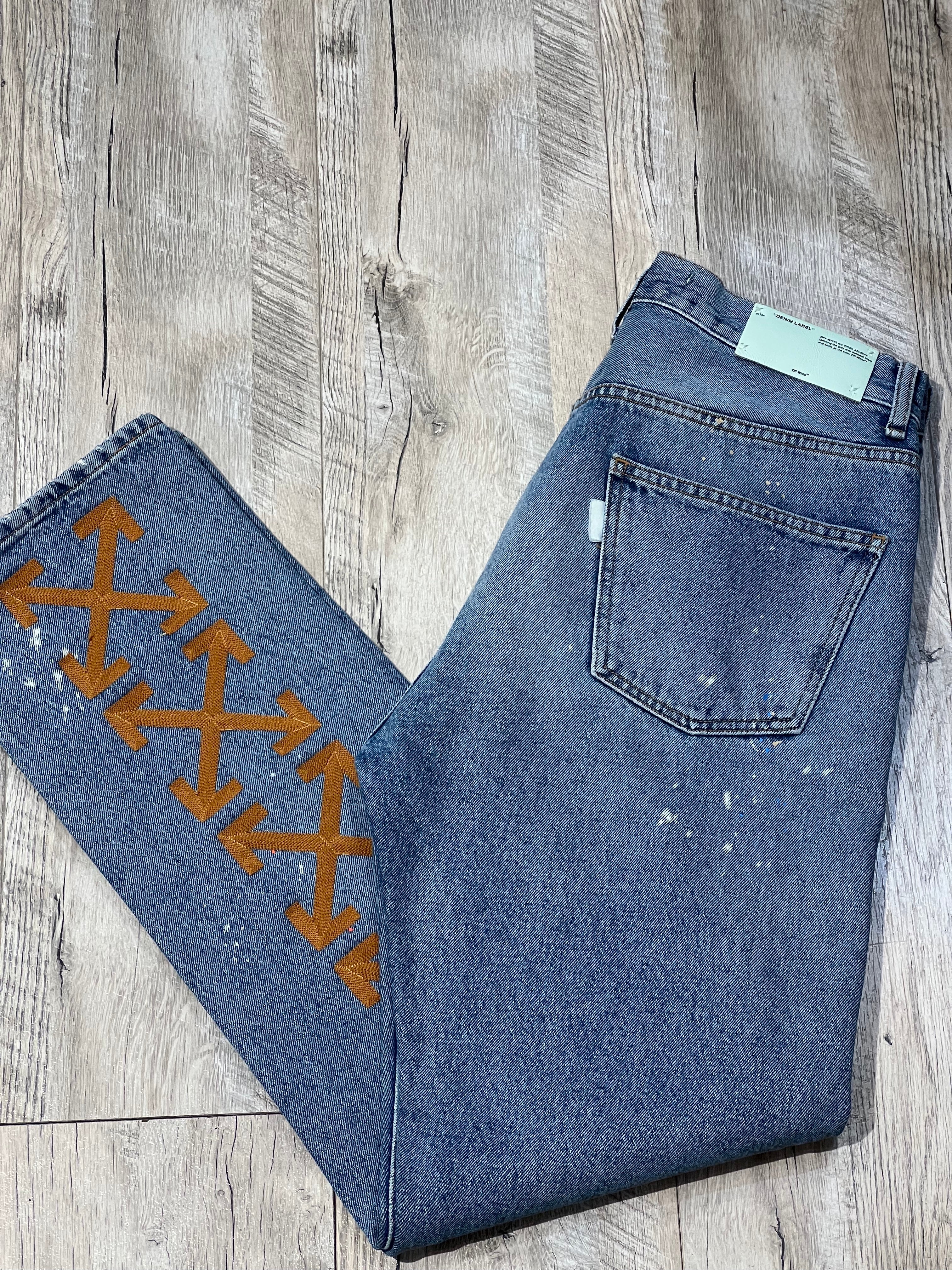 OFF-WHITE VIRGIL ABLOH DISTRESSED ARROW JEANS