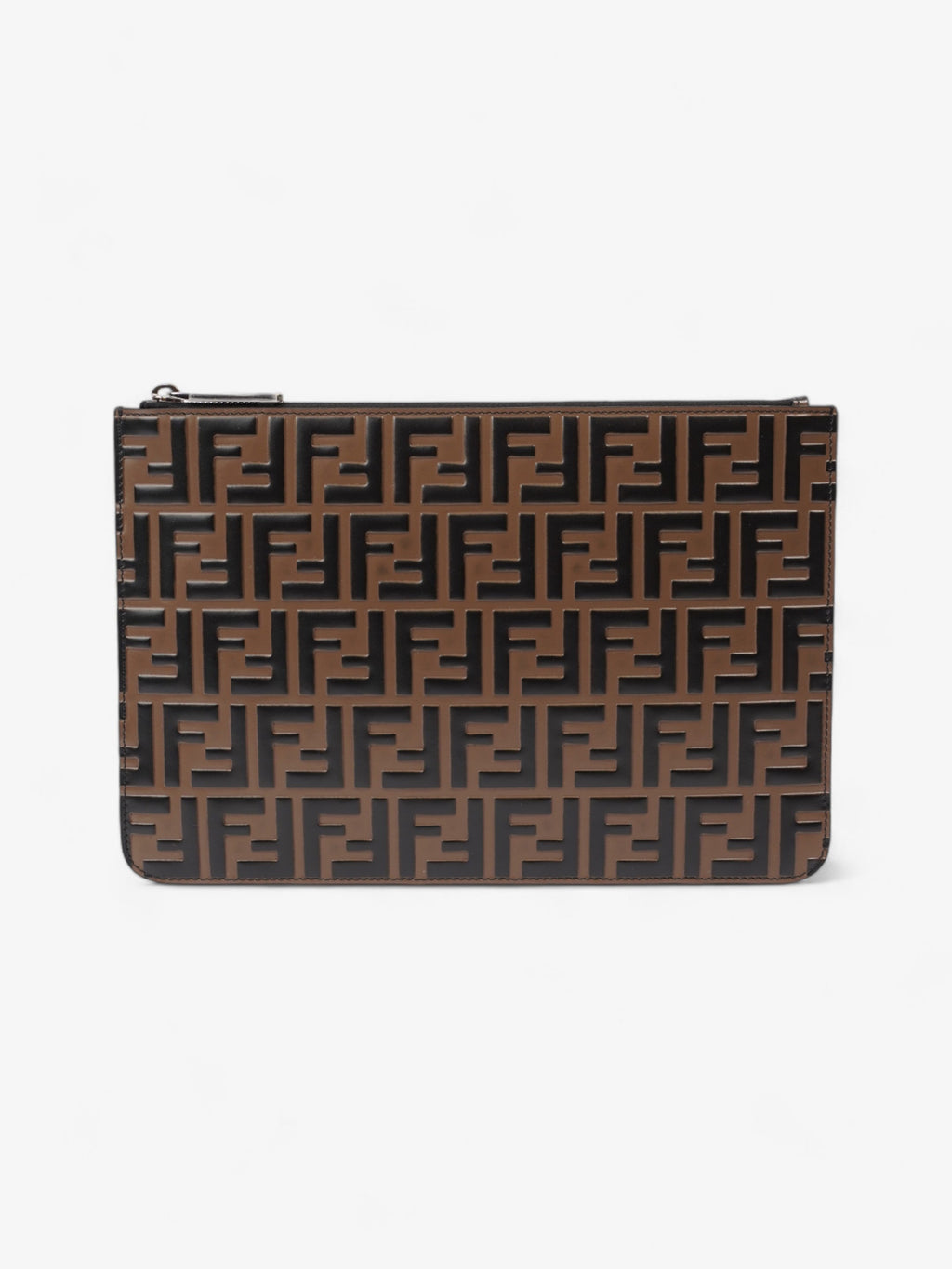 Fendi Monogram Clutch Bag BRown Leather
