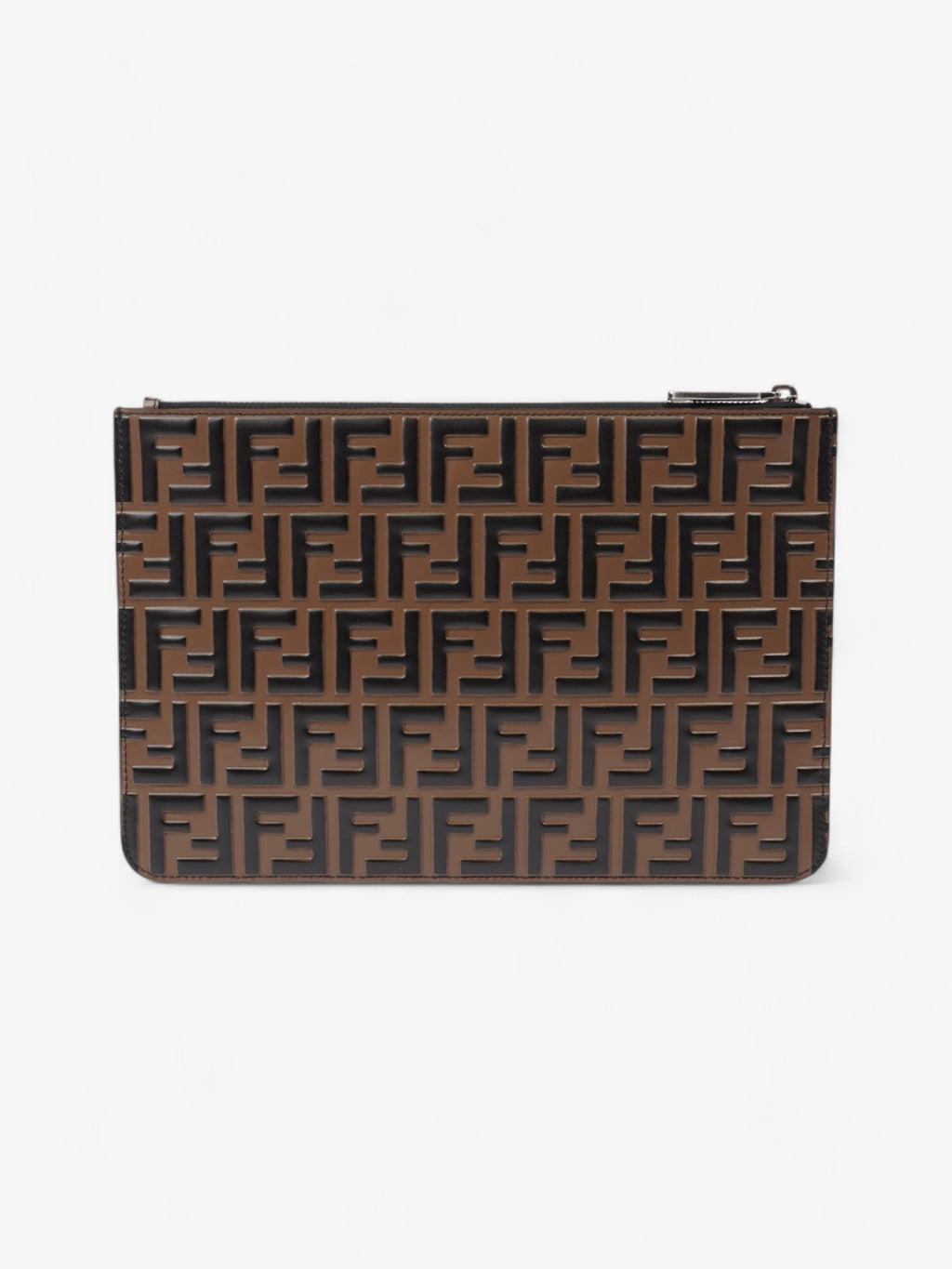 Fendi Monogram Clutch Bag BRown Leather