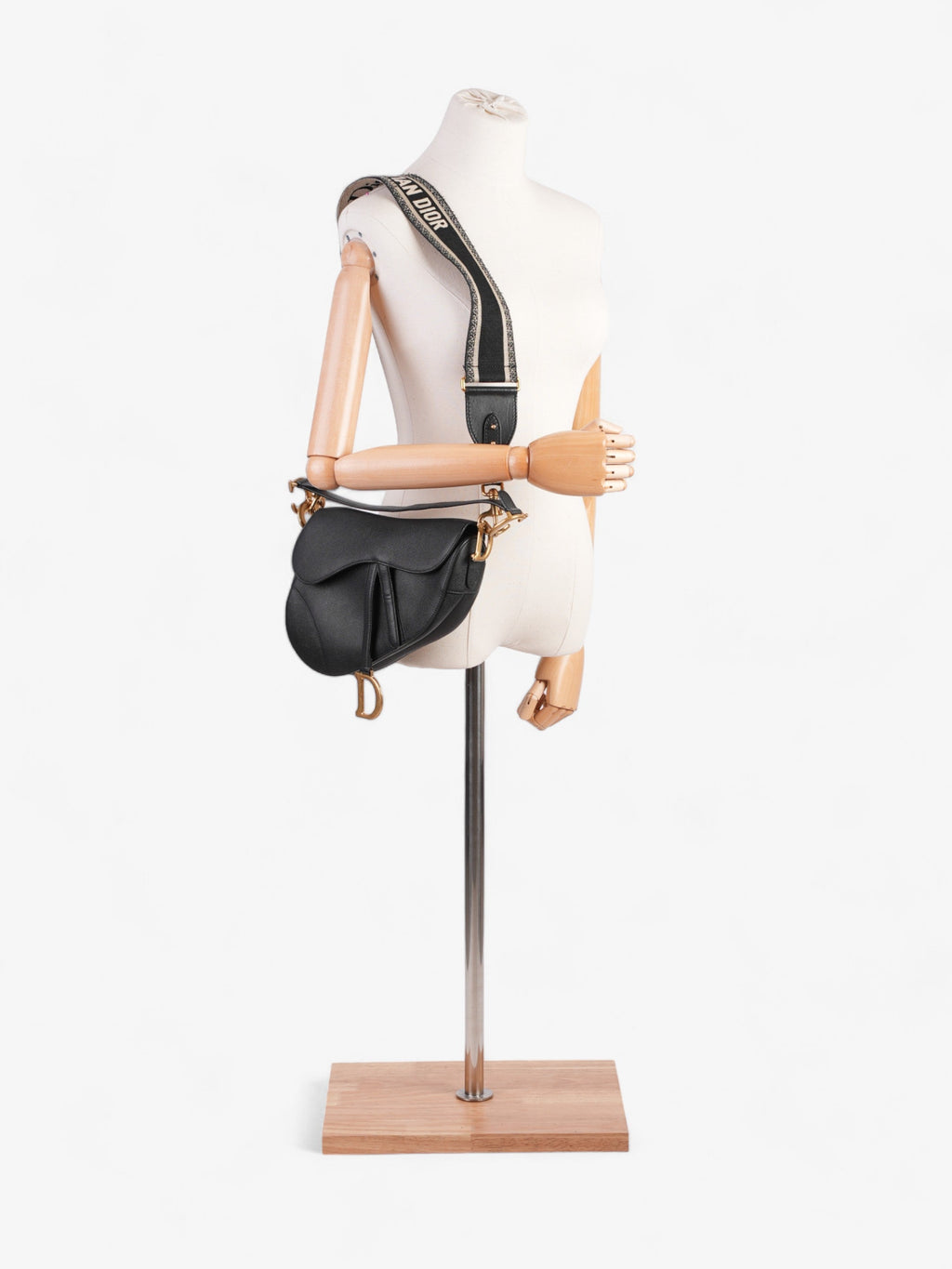 Christian Dior Saddle Bag Black Goatskin Leather