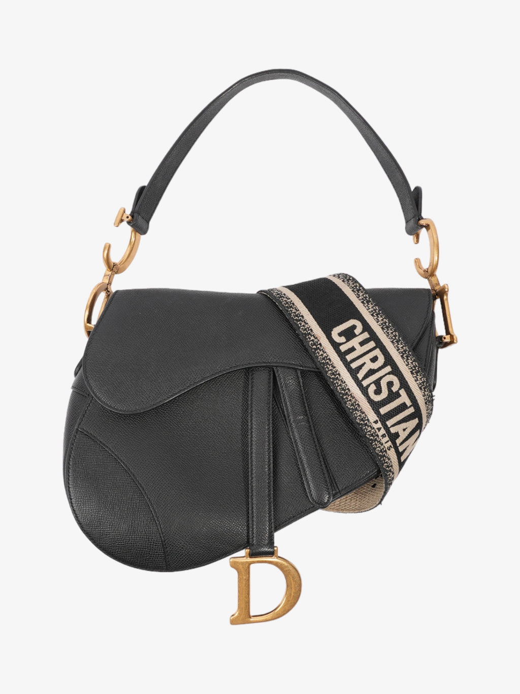 Christian Dior Saddle Bag Black Goatskin Leather
