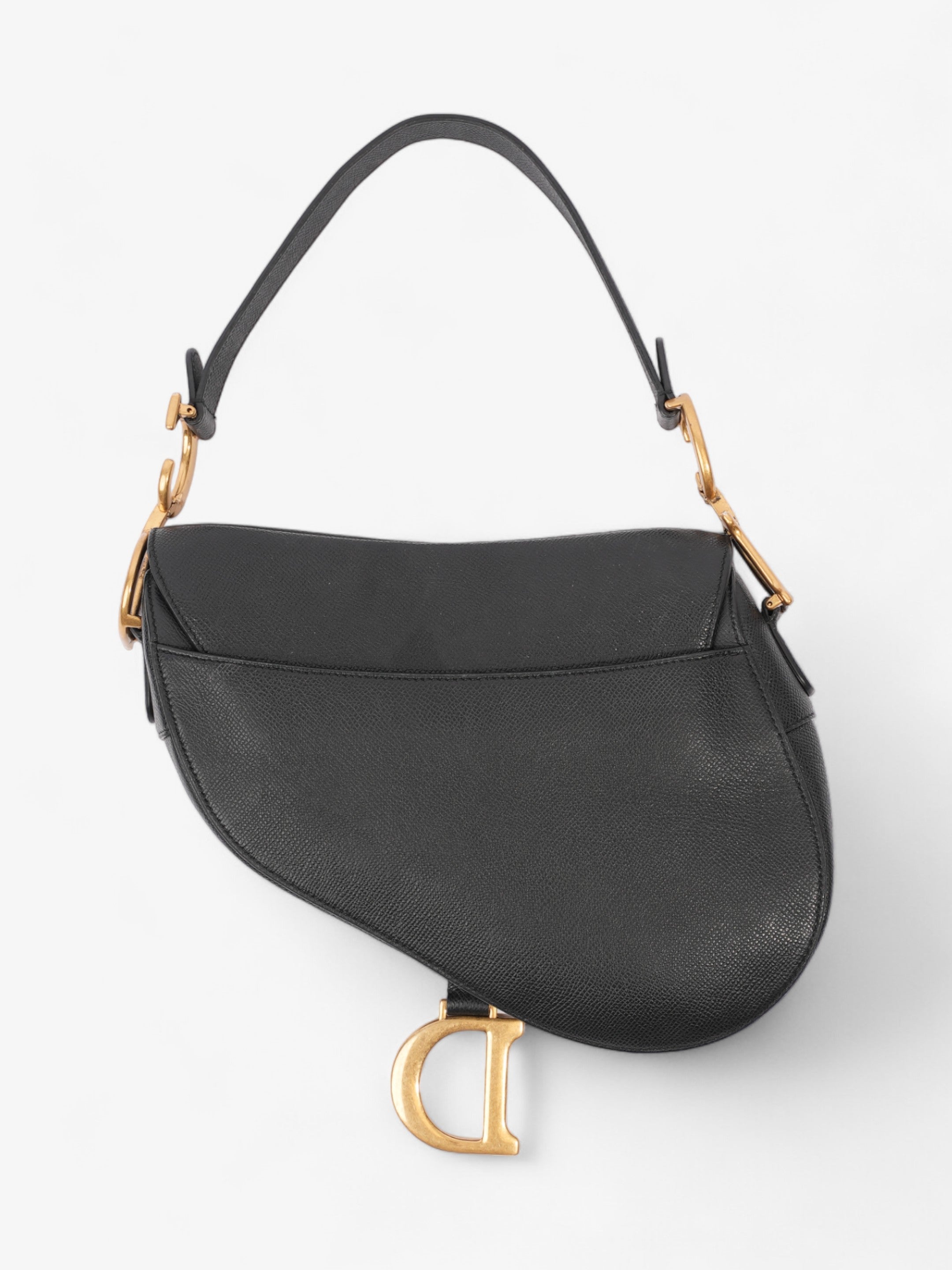 Christian Dior Saddle Bag Black Goatskin Leather