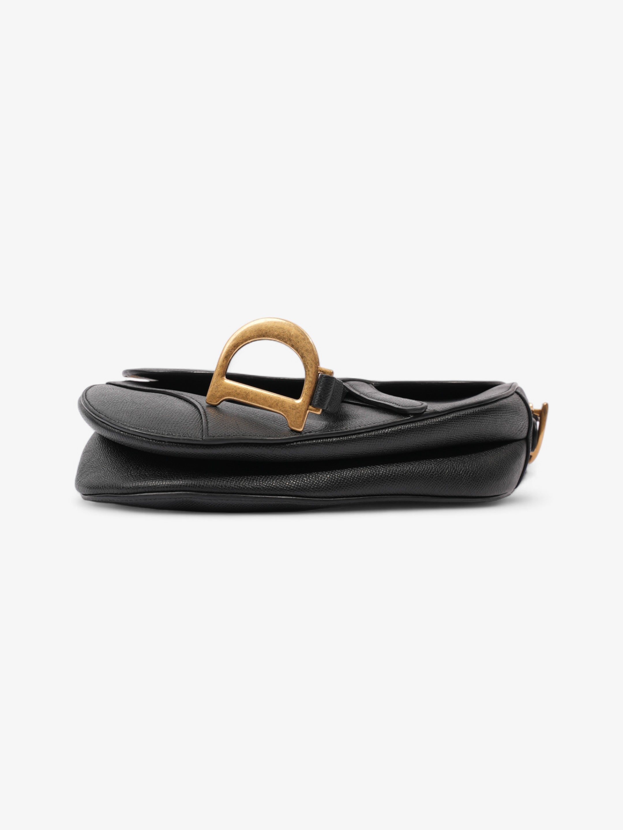 Christian Dior Saddle Bag Black Goatskin Leather