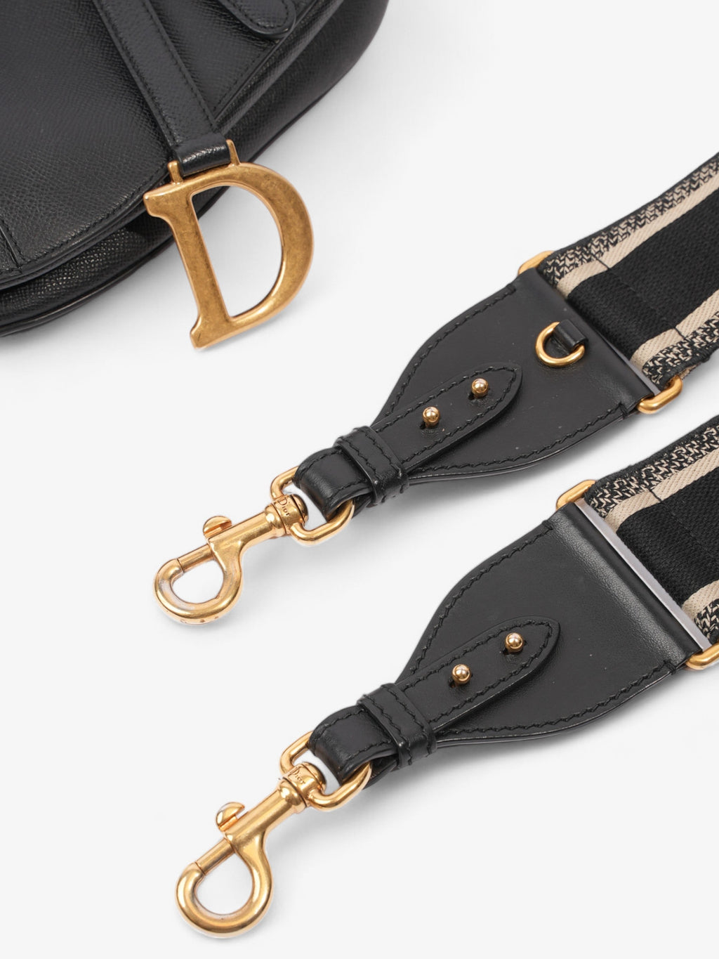 Christian Dior Saddle Bag Black Goatskin Leather