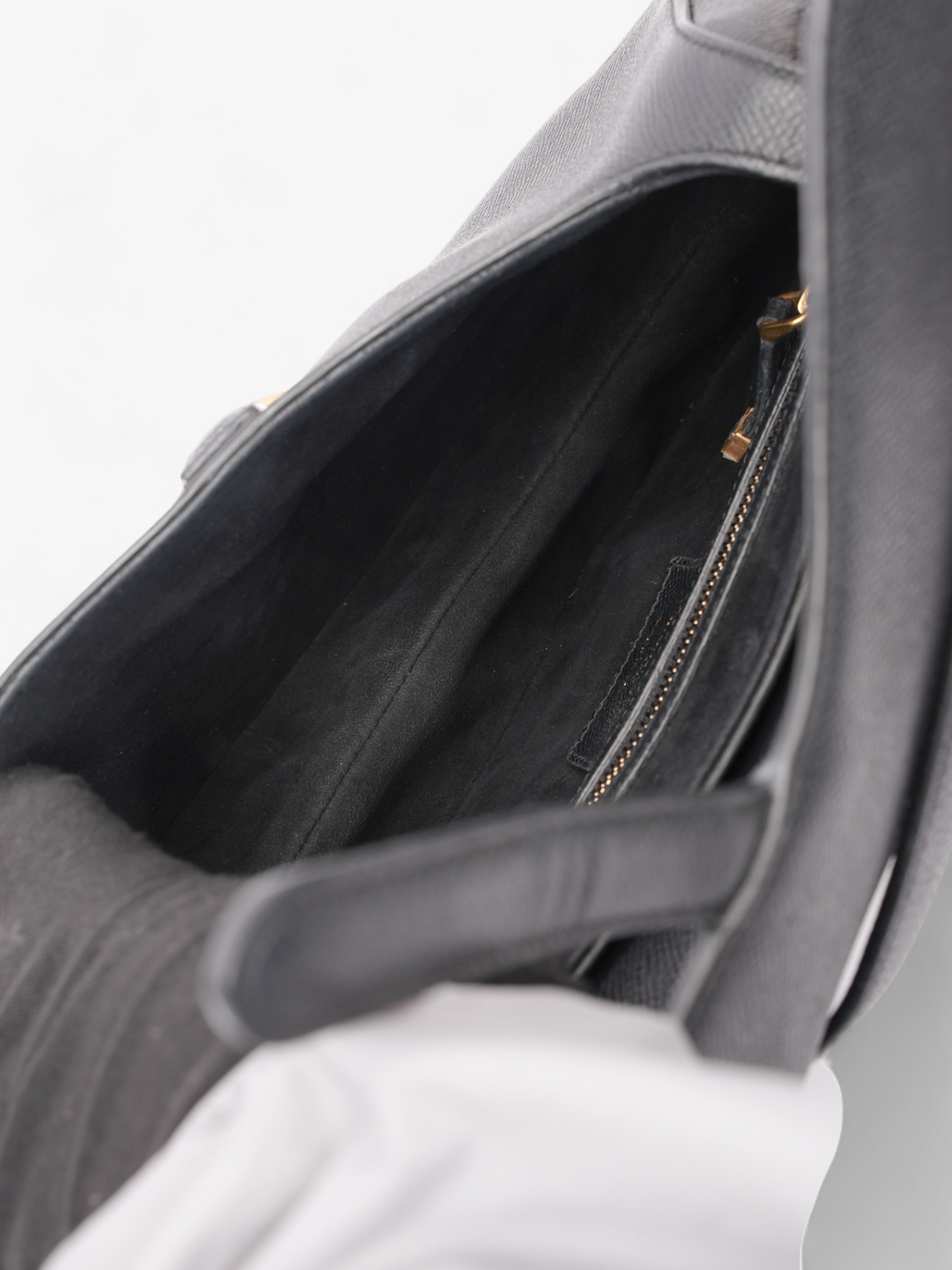 Christian Dior Saddle Bag Black Goatskin Leather