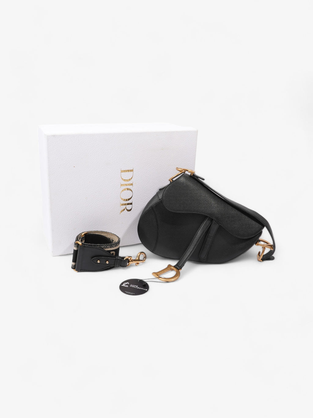 Christian Dior Saddle Bag Black Goatskin Leather