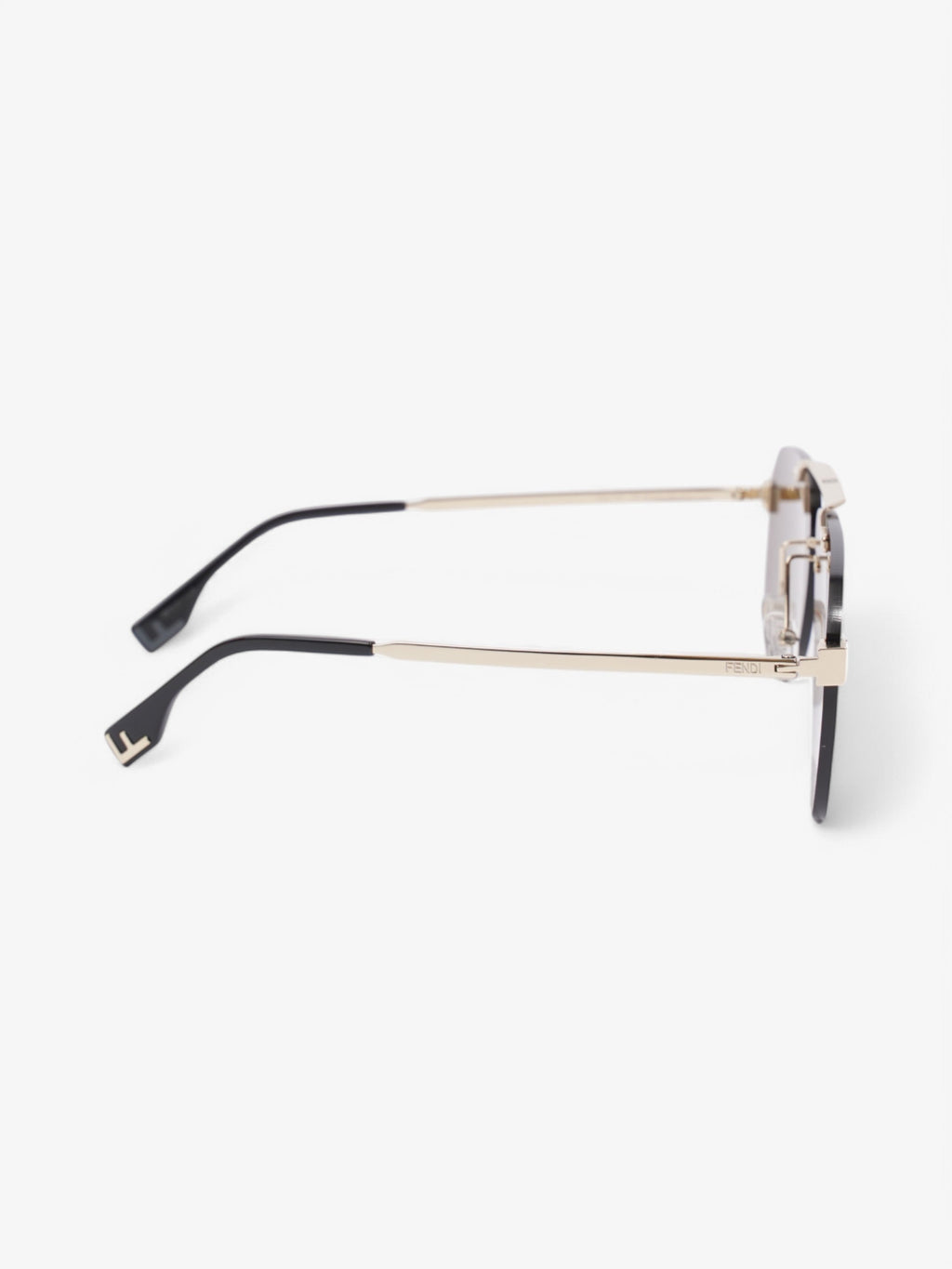 Fendi FF Aviator Sunglasses Black / Light Gold Acetate 145mm