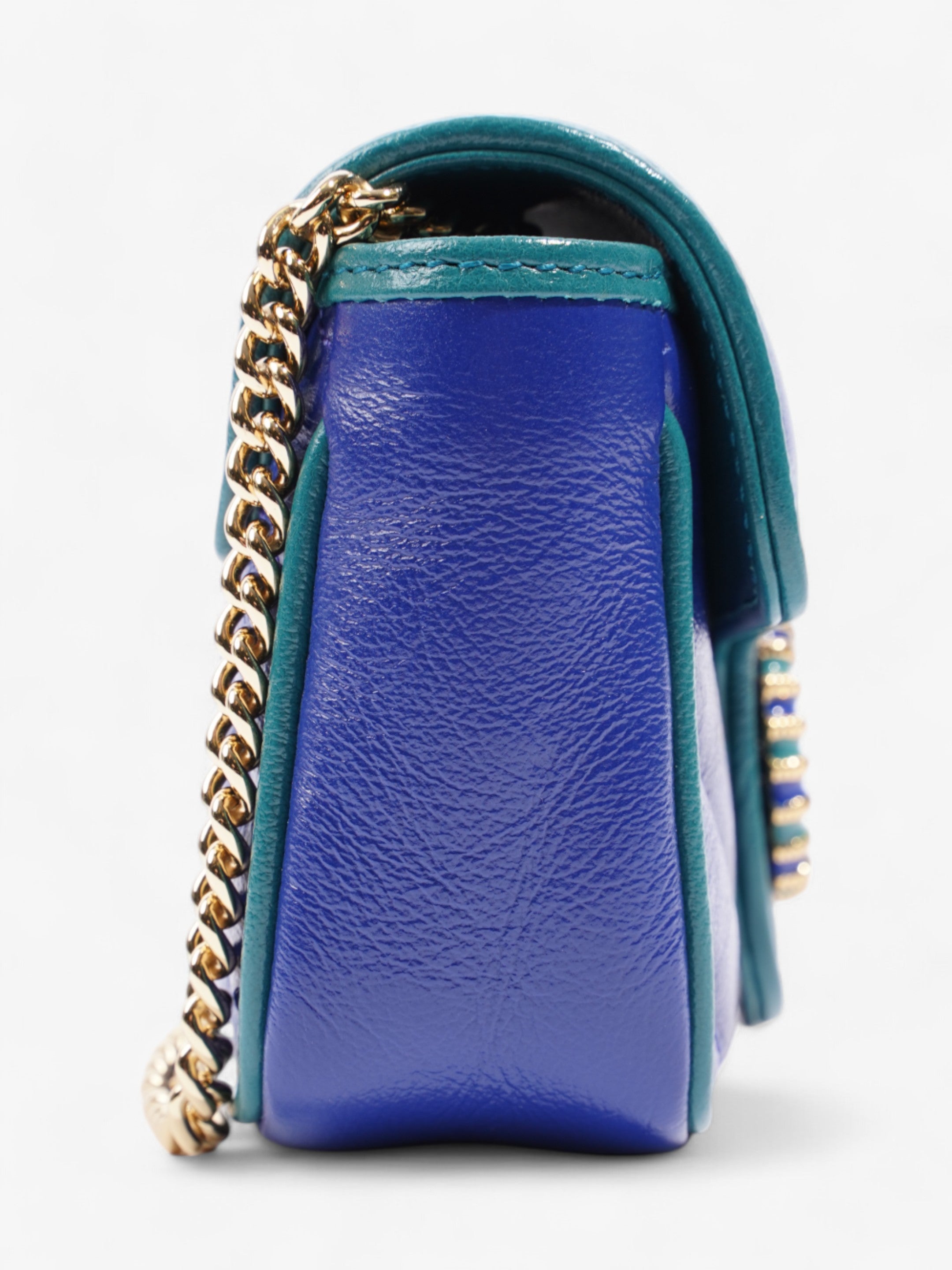 Gucci GG Marmont Blue / Green Matelasse Leather Super Mini