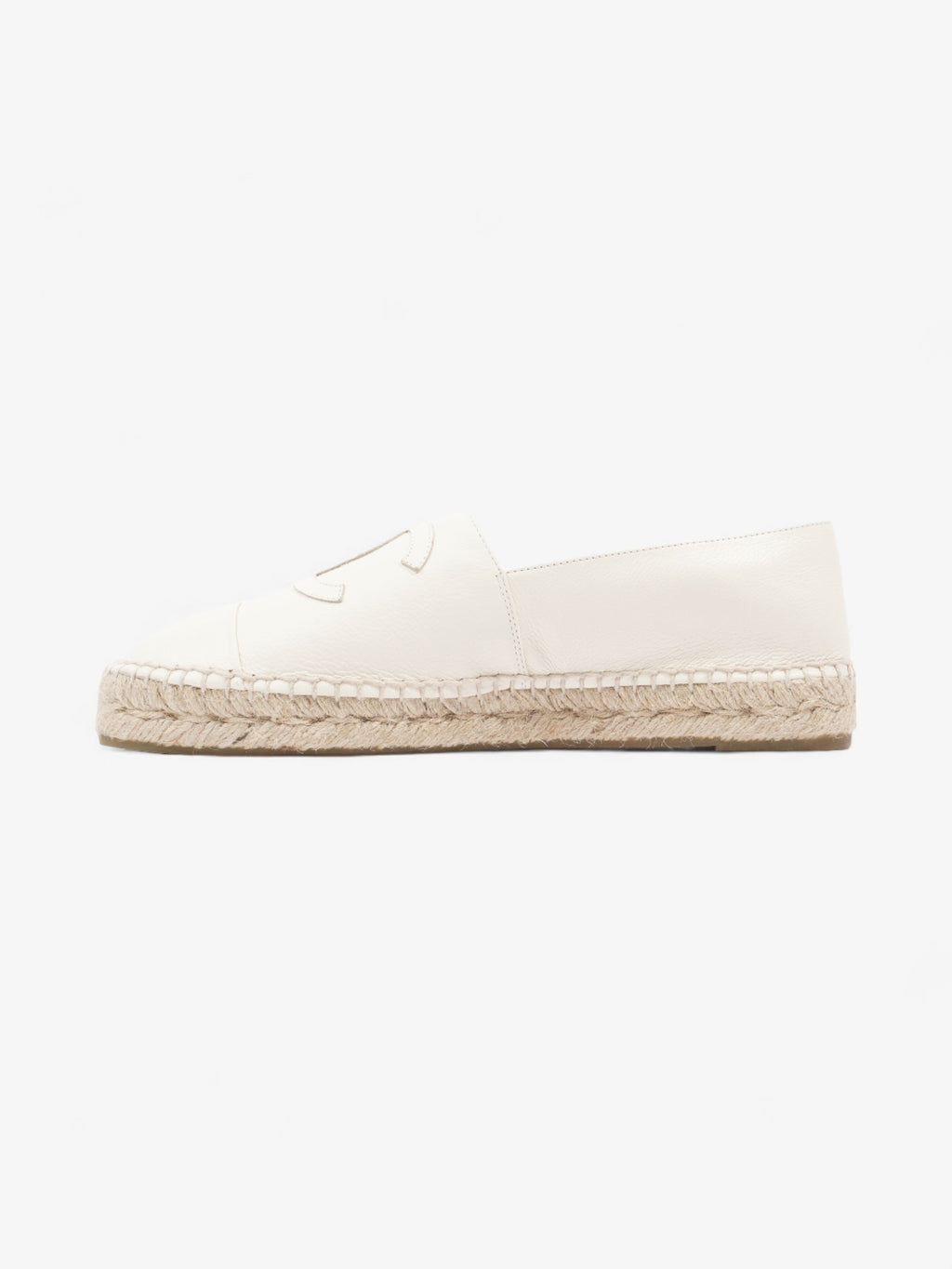 Chanel CC Cap Toe Espadrilles White Leather EU 41 UK 8