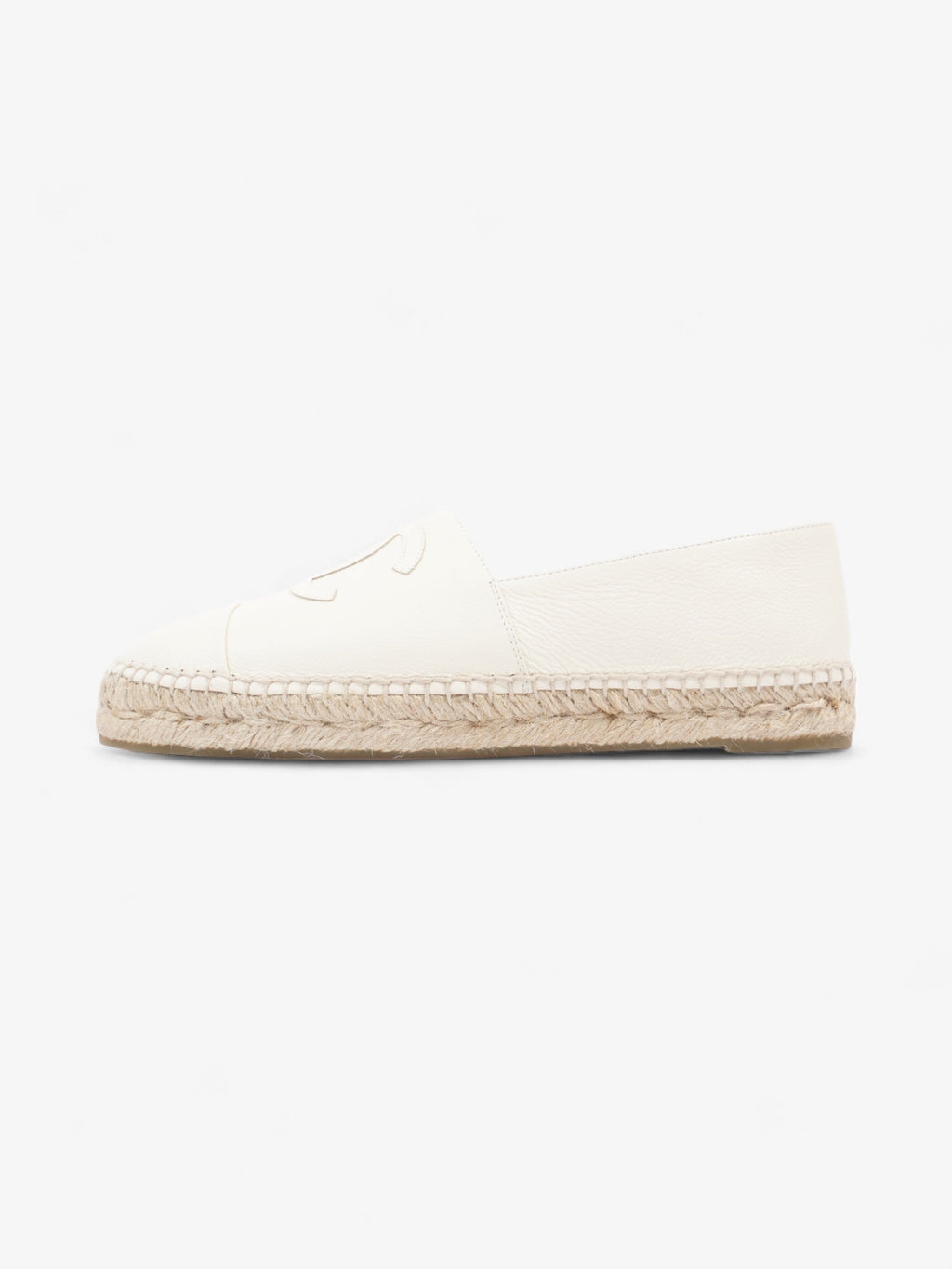 Chanel CC Cap Toe Espadrilles White Leather EU 41 UK 8