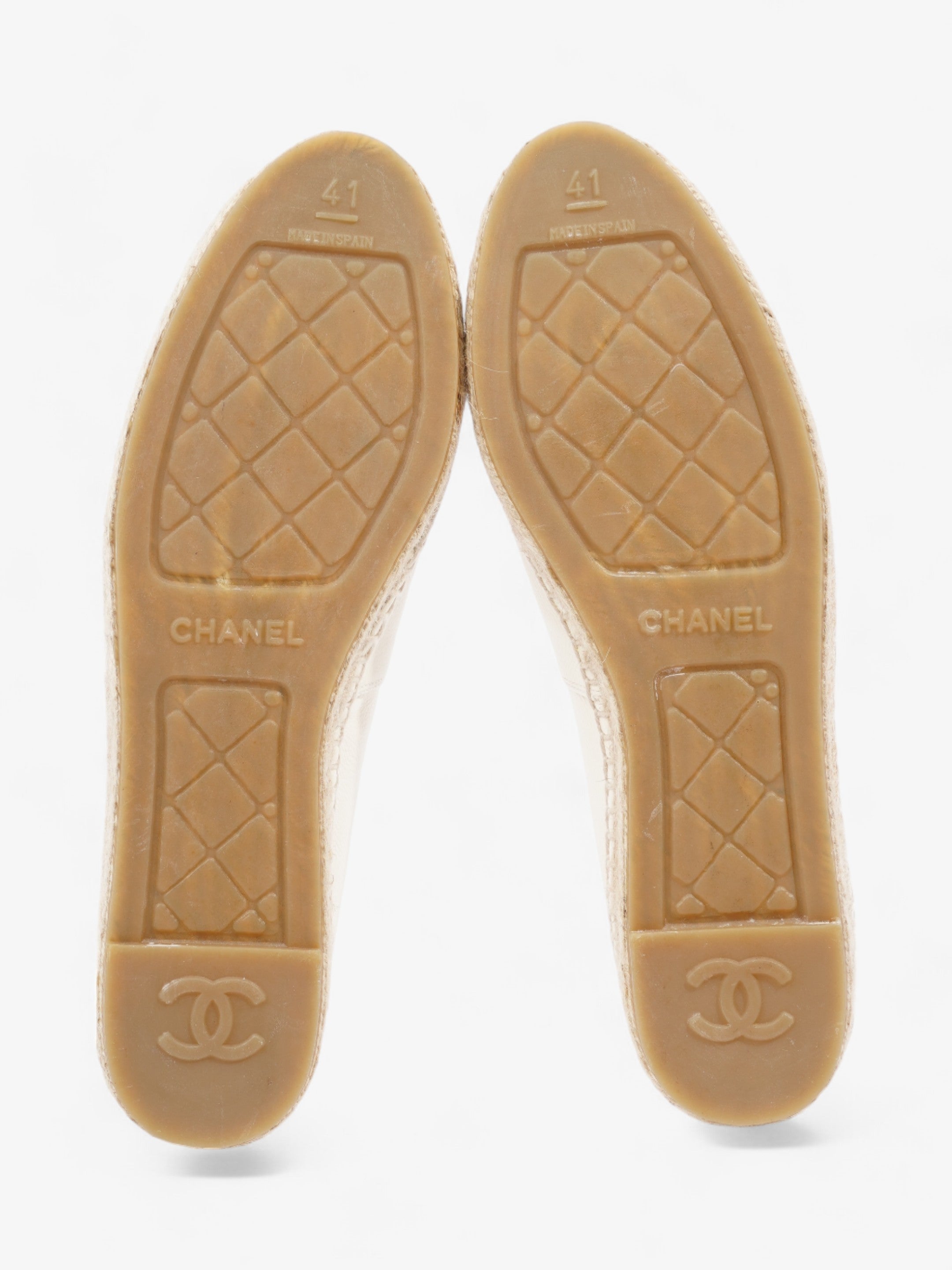 Chanel CC Cap Toe Espadrilles White Leather EU 41 UK 8