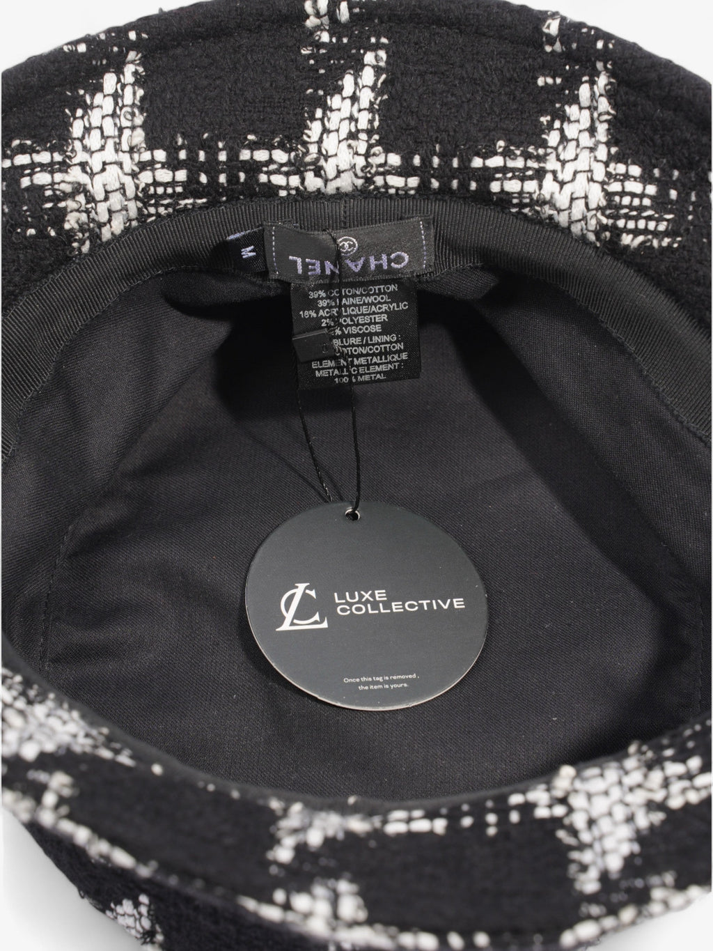 Chanel Bucket Hat Black / White Cotton Medium