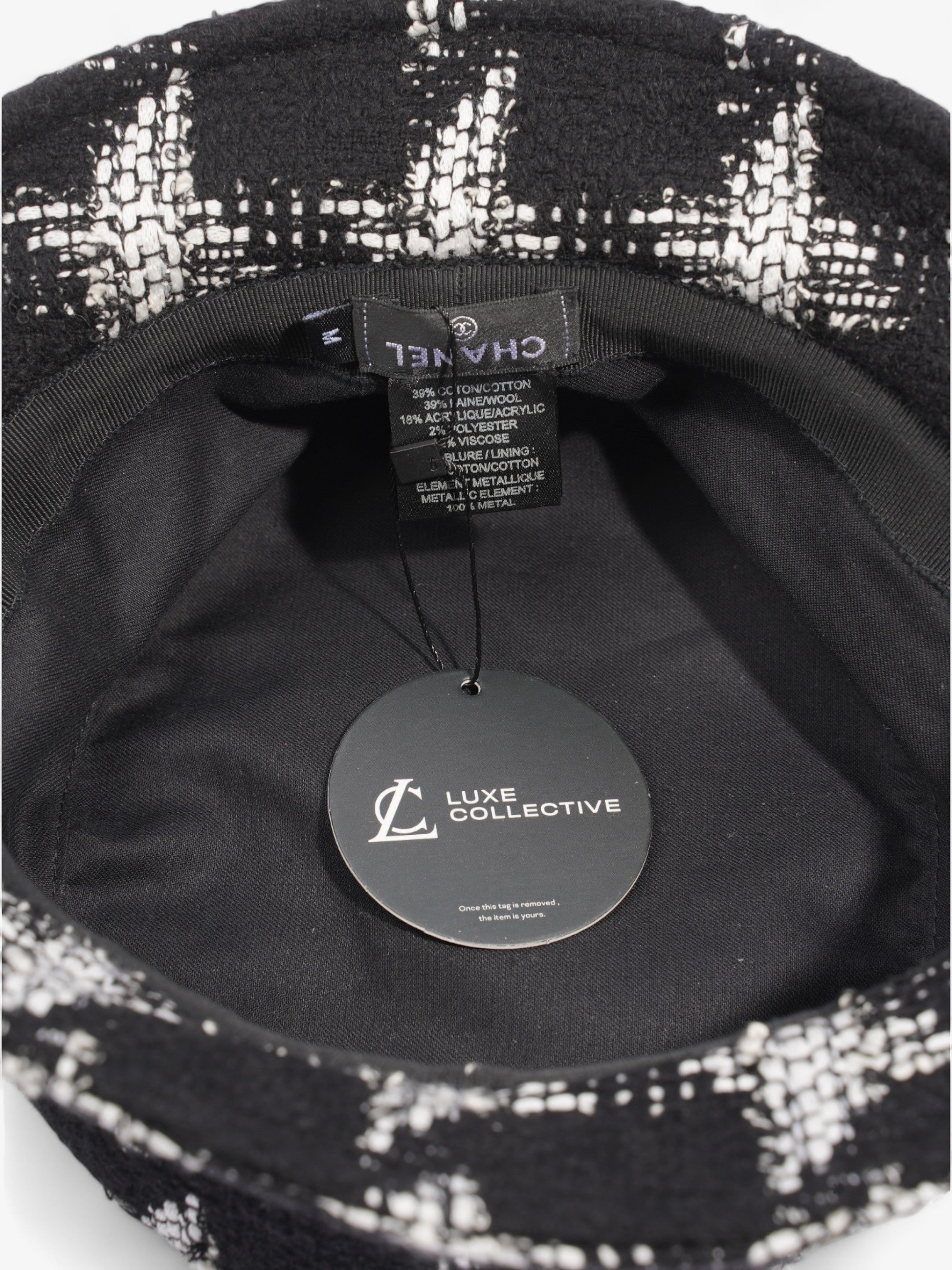 Chanel Bucket Hat Black / White Cotton Medium
