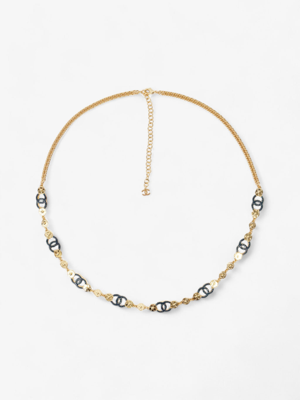Chanel CC 8 Motif Necklace Gold / Blue Base Metal