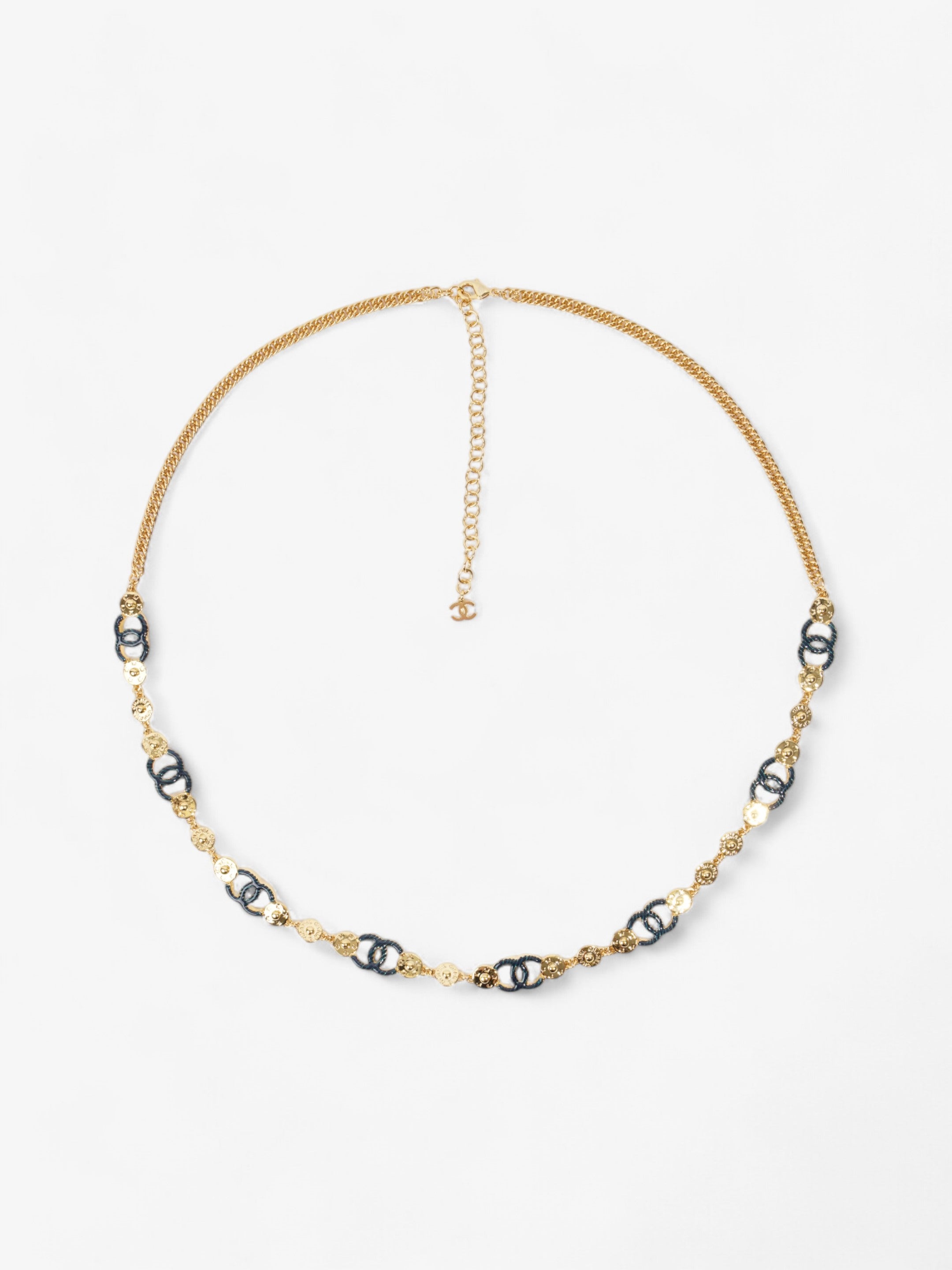 Chanel CC 8 Motif Necklace Gold / Blue Base Metal