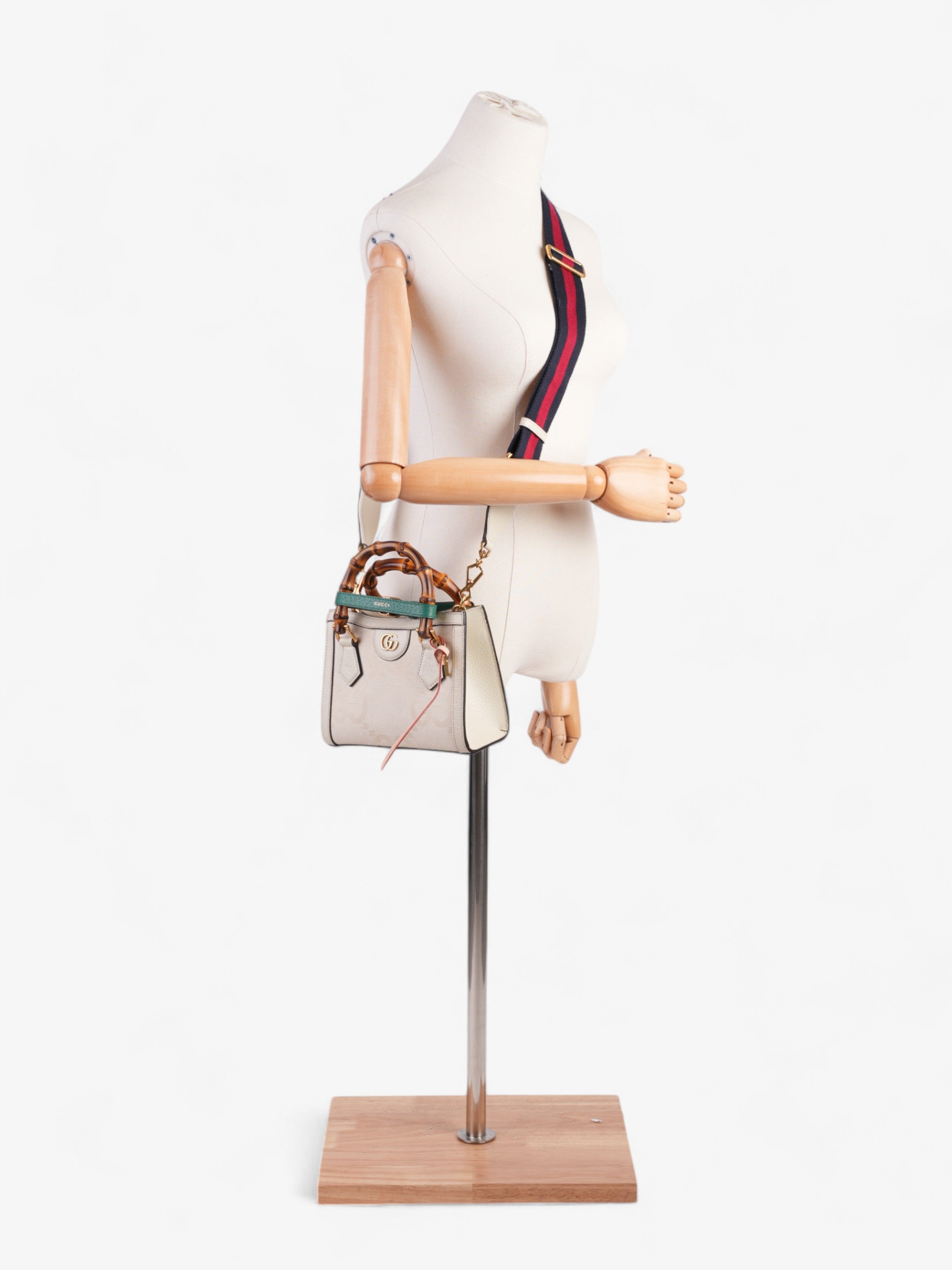 Gucci Diana Tote White / Brown Canvas Mini