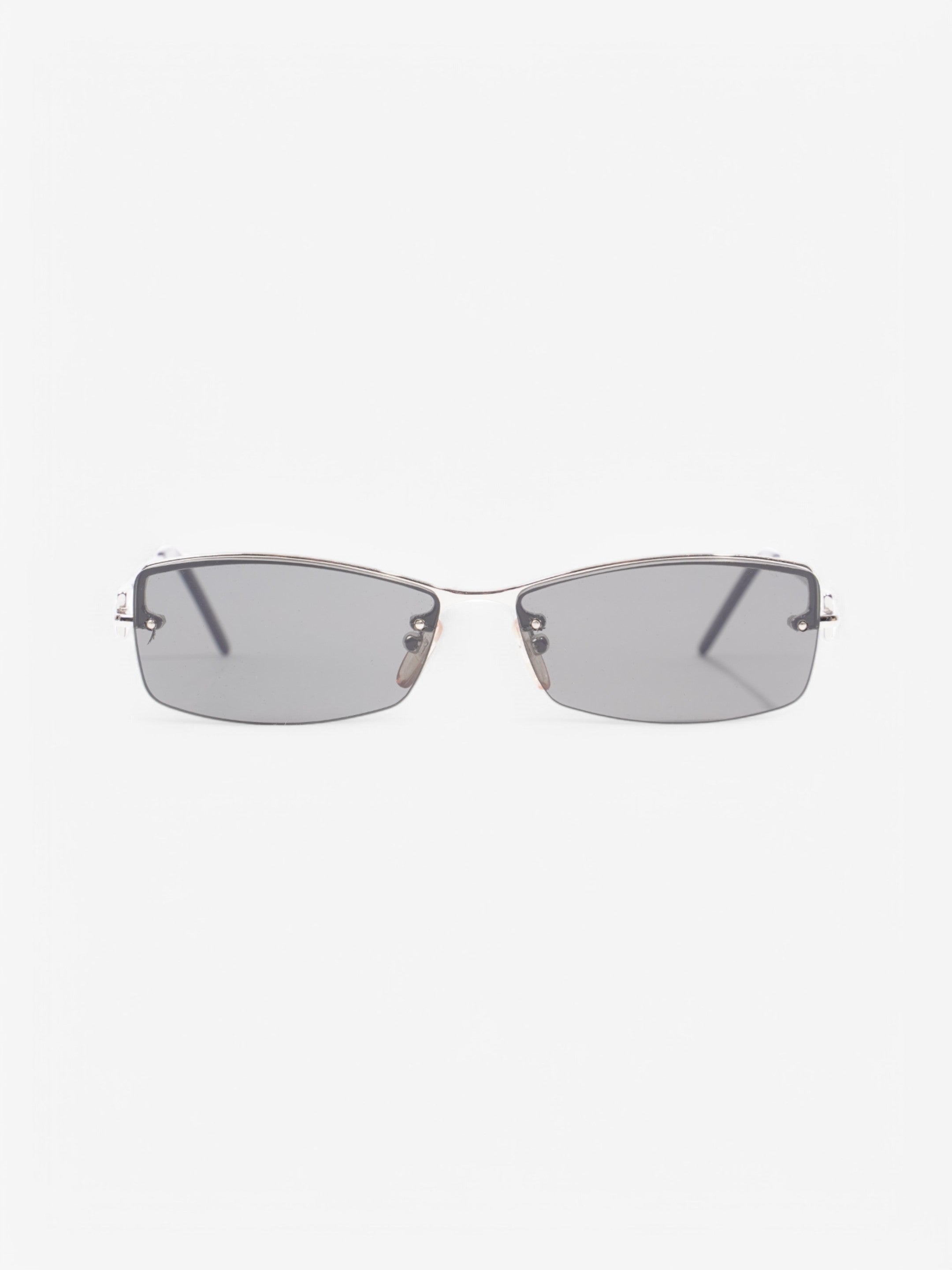 Fendi F Rectangular Sunglasses Black / Silver Acetate 135mm