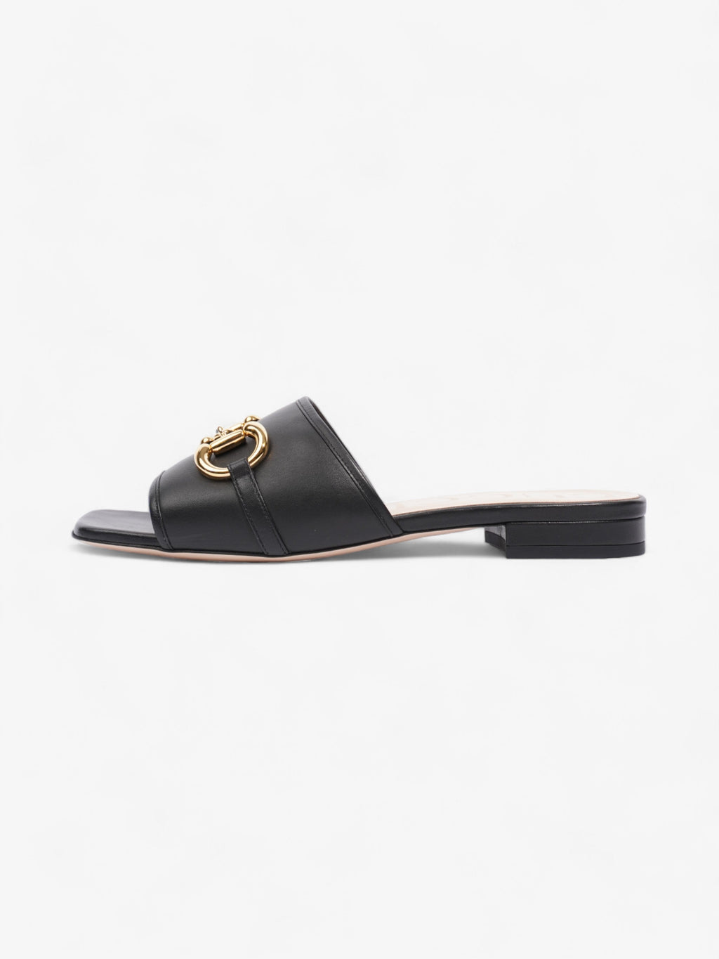 Gucci Horsebit Slides Black / Gold Leather EU 39 UK 6