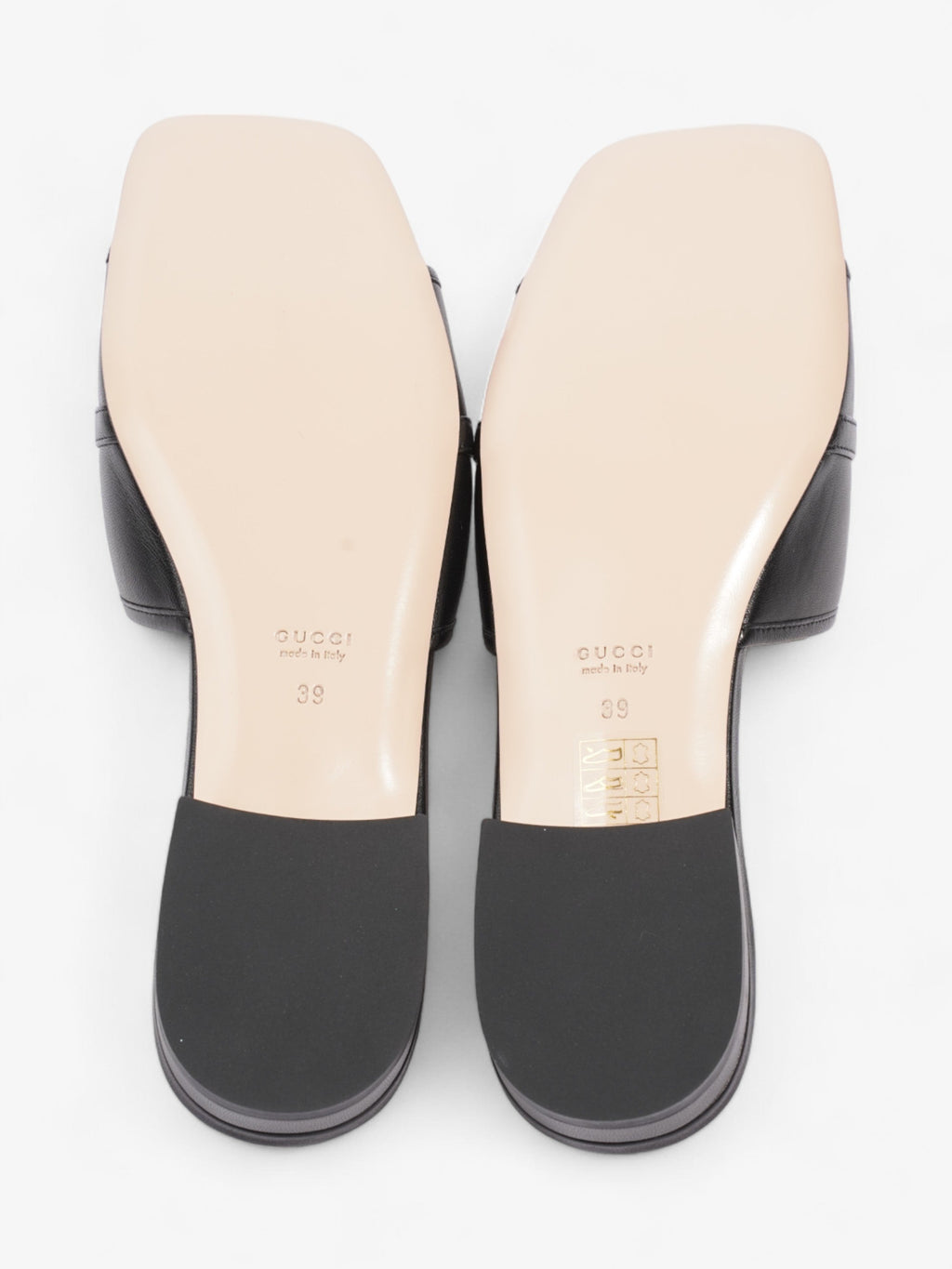 Gucci Horsebit Slides Black / Gold Leather EU 39 UK 6