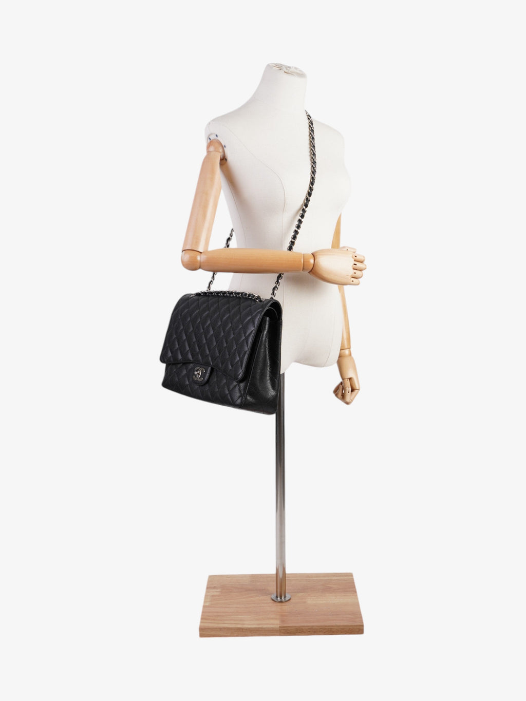 Chanel Classic Double Flap Black Caviar Leather Maxi